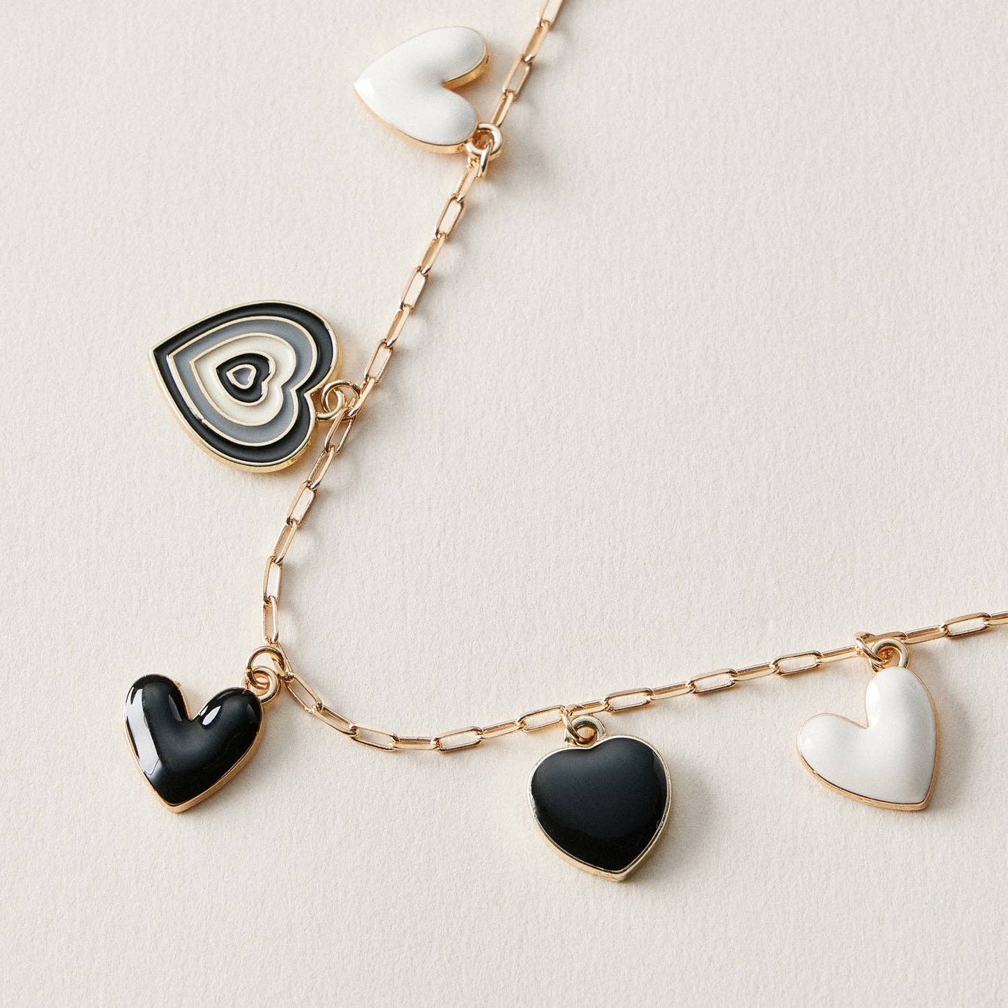 Black Heart Charm Anklet | Retro Layered Heart Chain