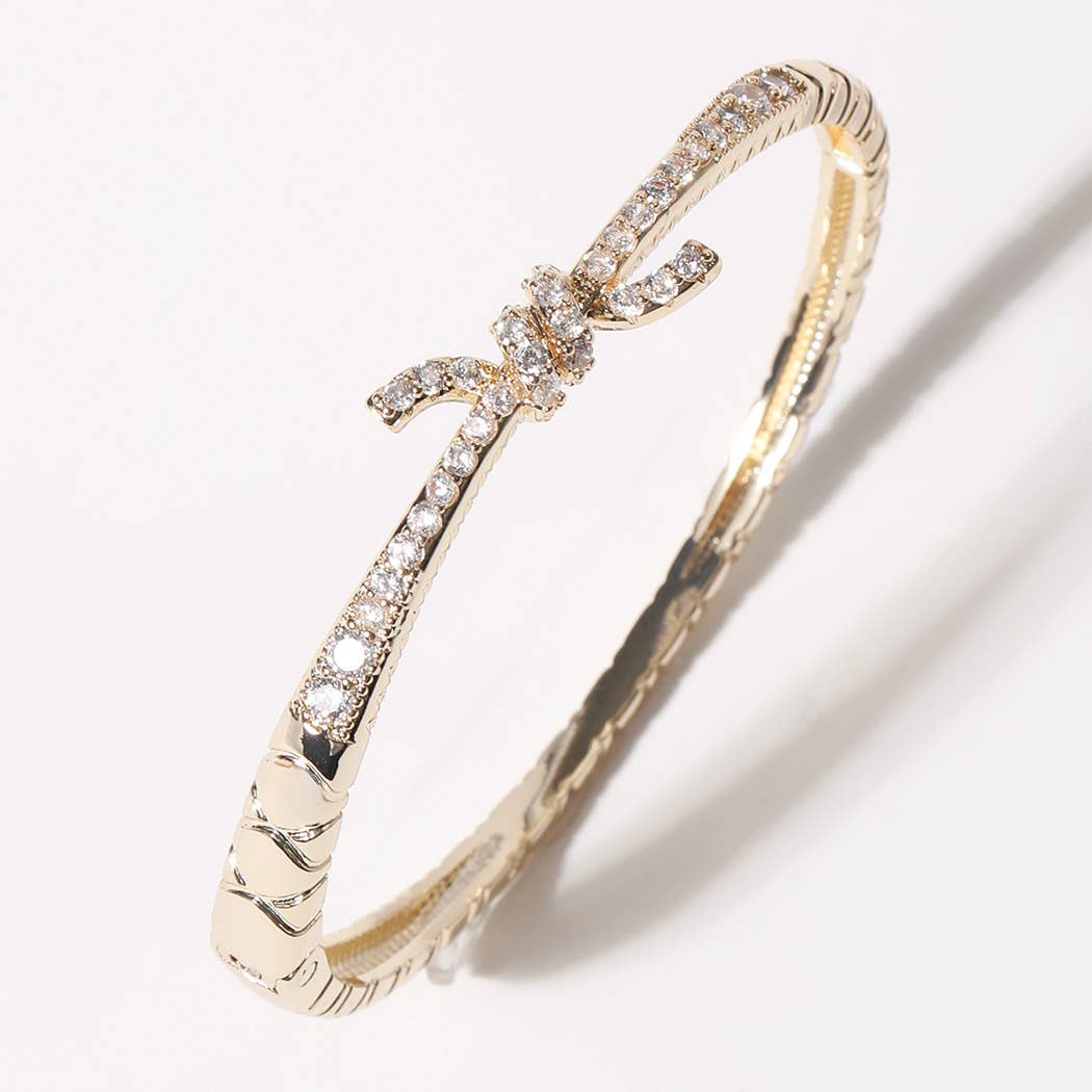 Knotted Design Gold Plated Bangle Bracelet
