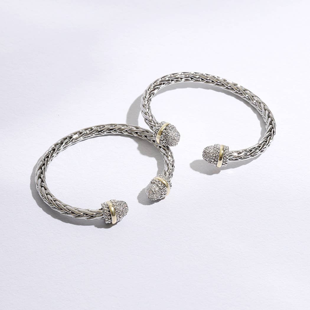 Multi-Toned Round Edge Braided Bangle Bracelet