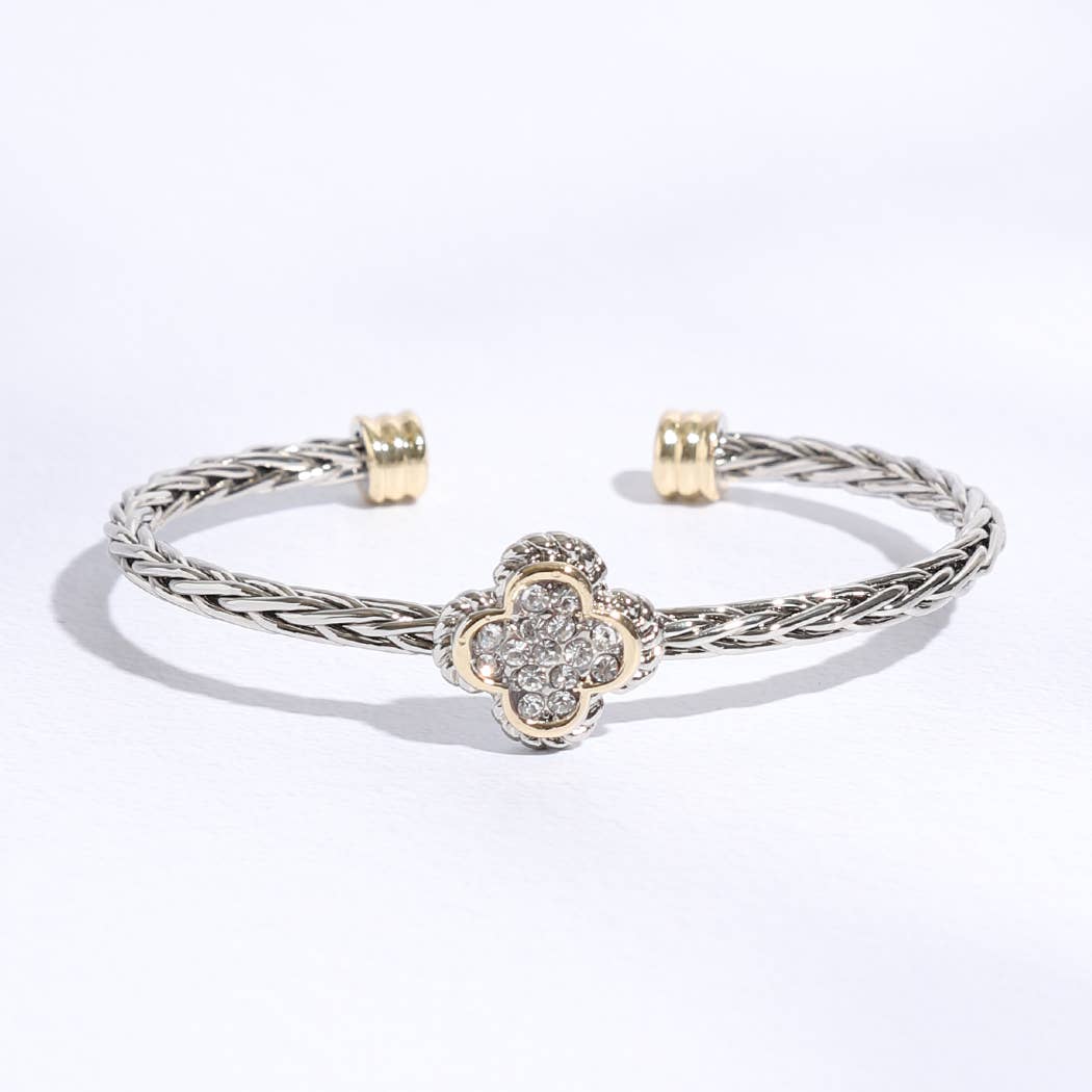 Clover Multi-Toned Twisted Cuff Bracelet