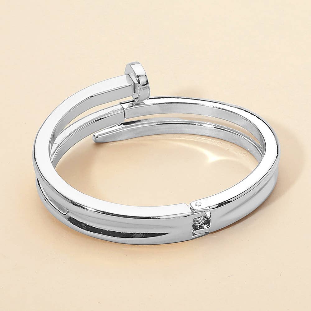 Metal Nail Hinged Bangle Bracelet