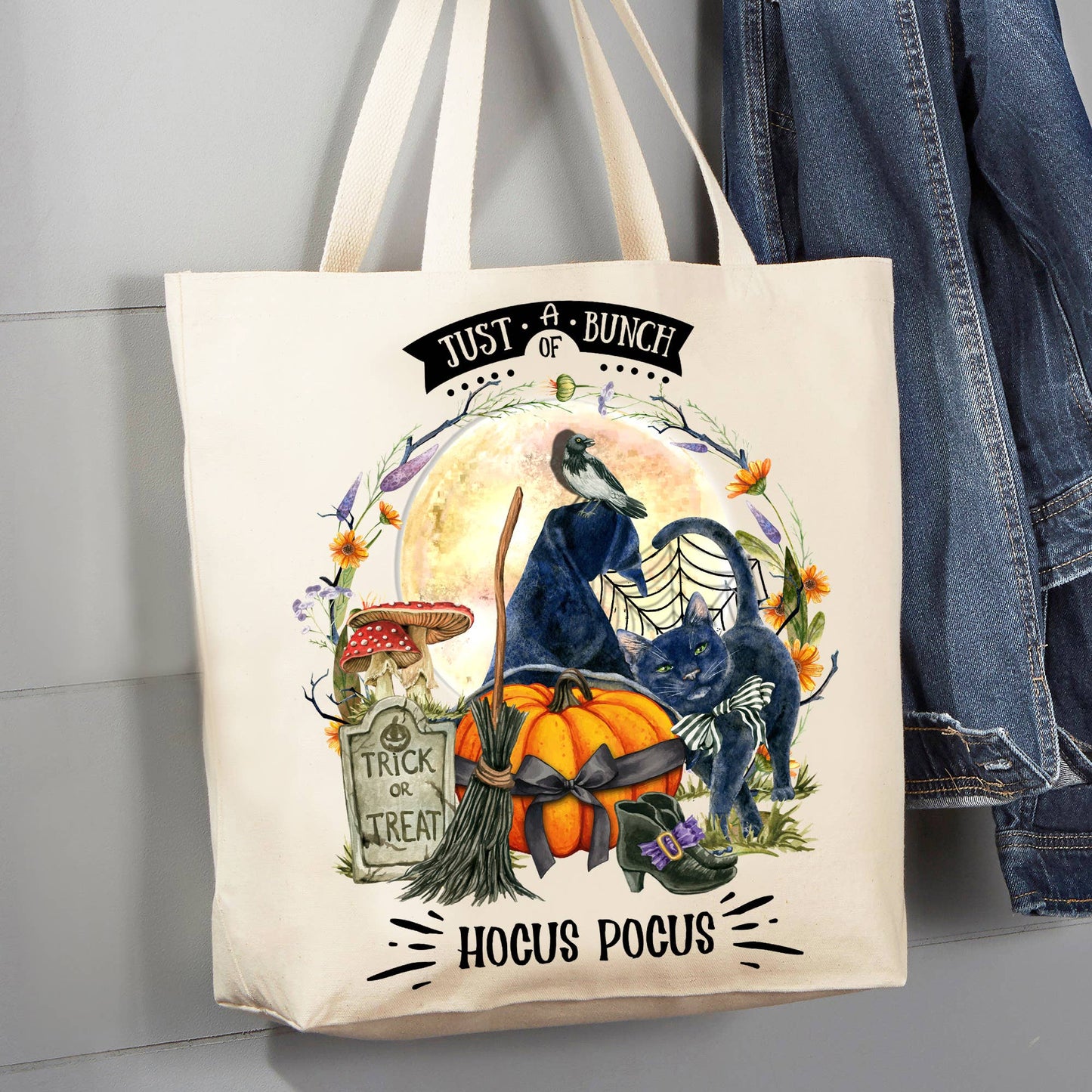 Halloween Just a Bunch of Hocus Pocus 12 oz Canvas Tote Bag