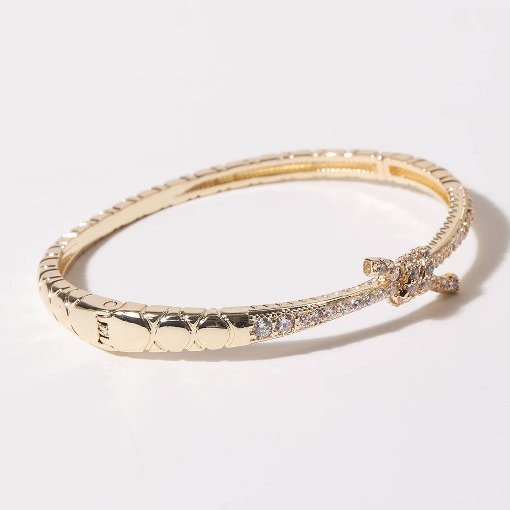 Knotted Design Gold Plated Bangle Bracelet