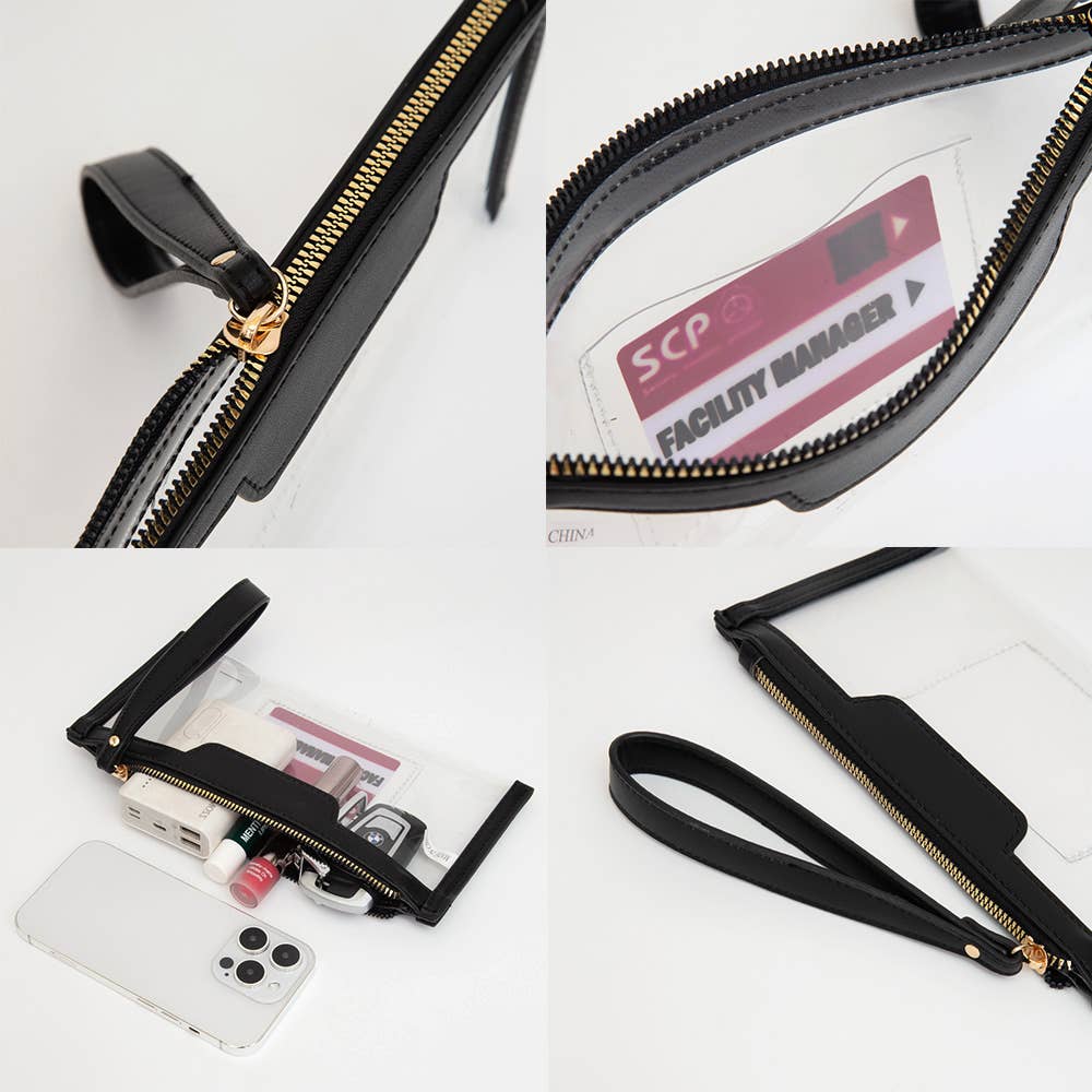 Transparent Flap Wristlet Pouch / Clutch Bag
