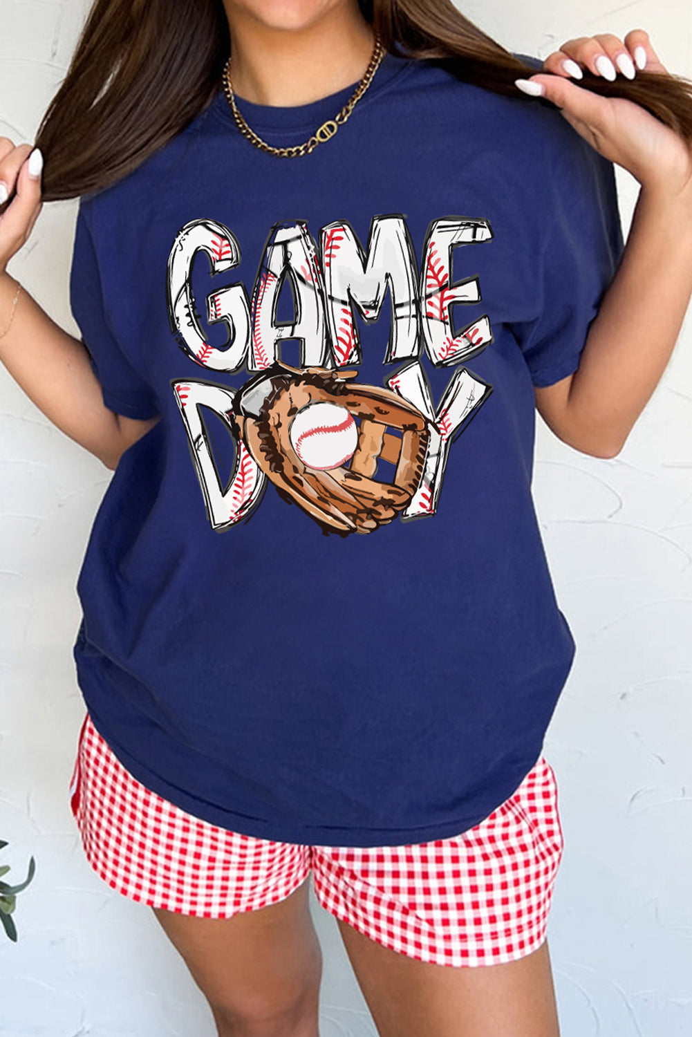 Blue GAME DAY Baseball Graphic T Shirt