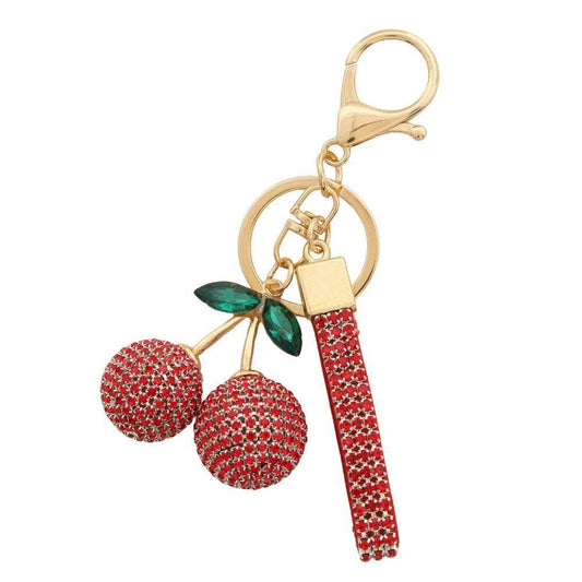 RHINESTONE CHERRY KEYCHAIN