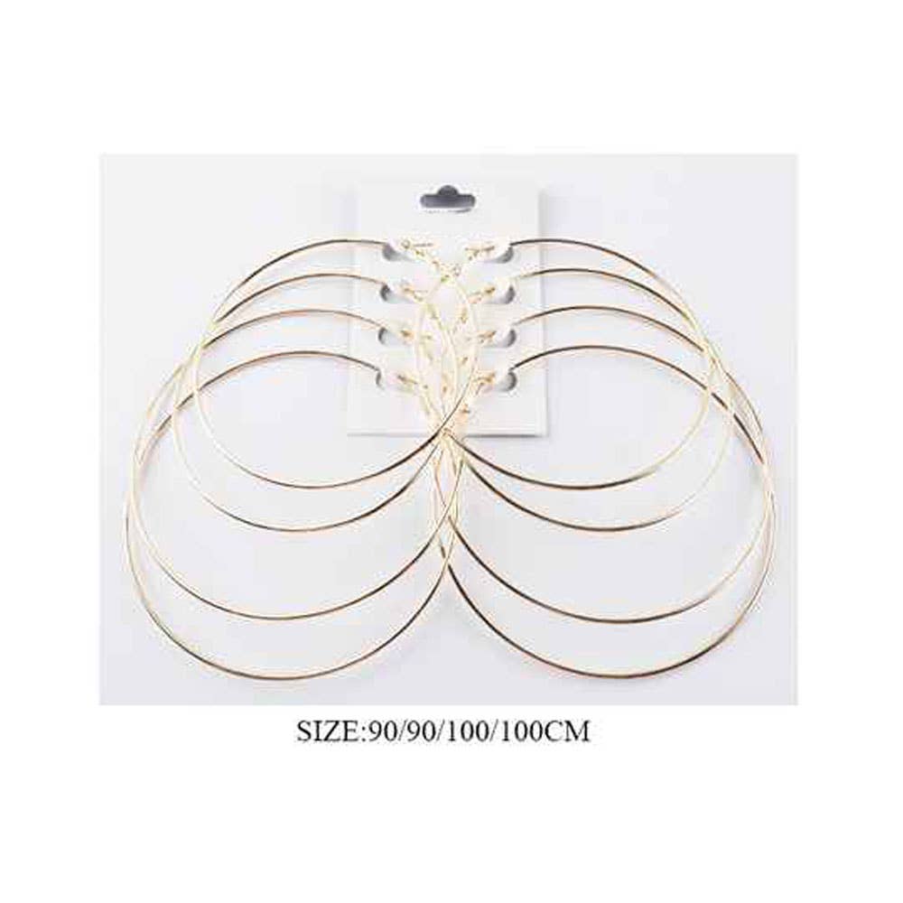 SET OF 4 - Large Thin Metal Hoop Earring Set