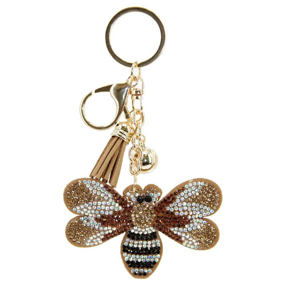 RHINESTONE BEE KEY CHAIN WITH TASSEL