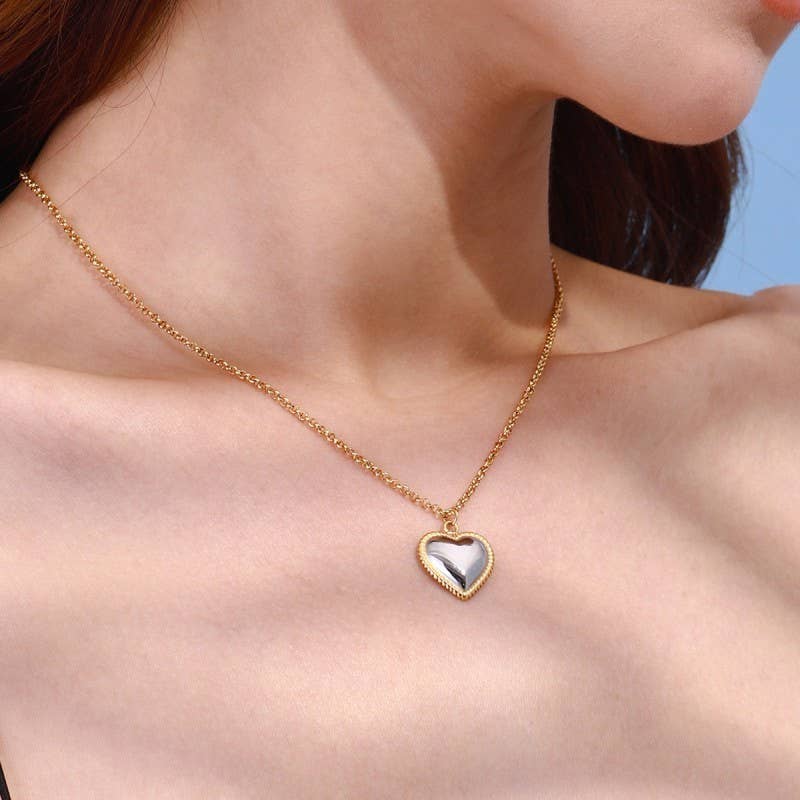 18K STAINLESS STEEL TARNISH FREE HEART NECKLACE