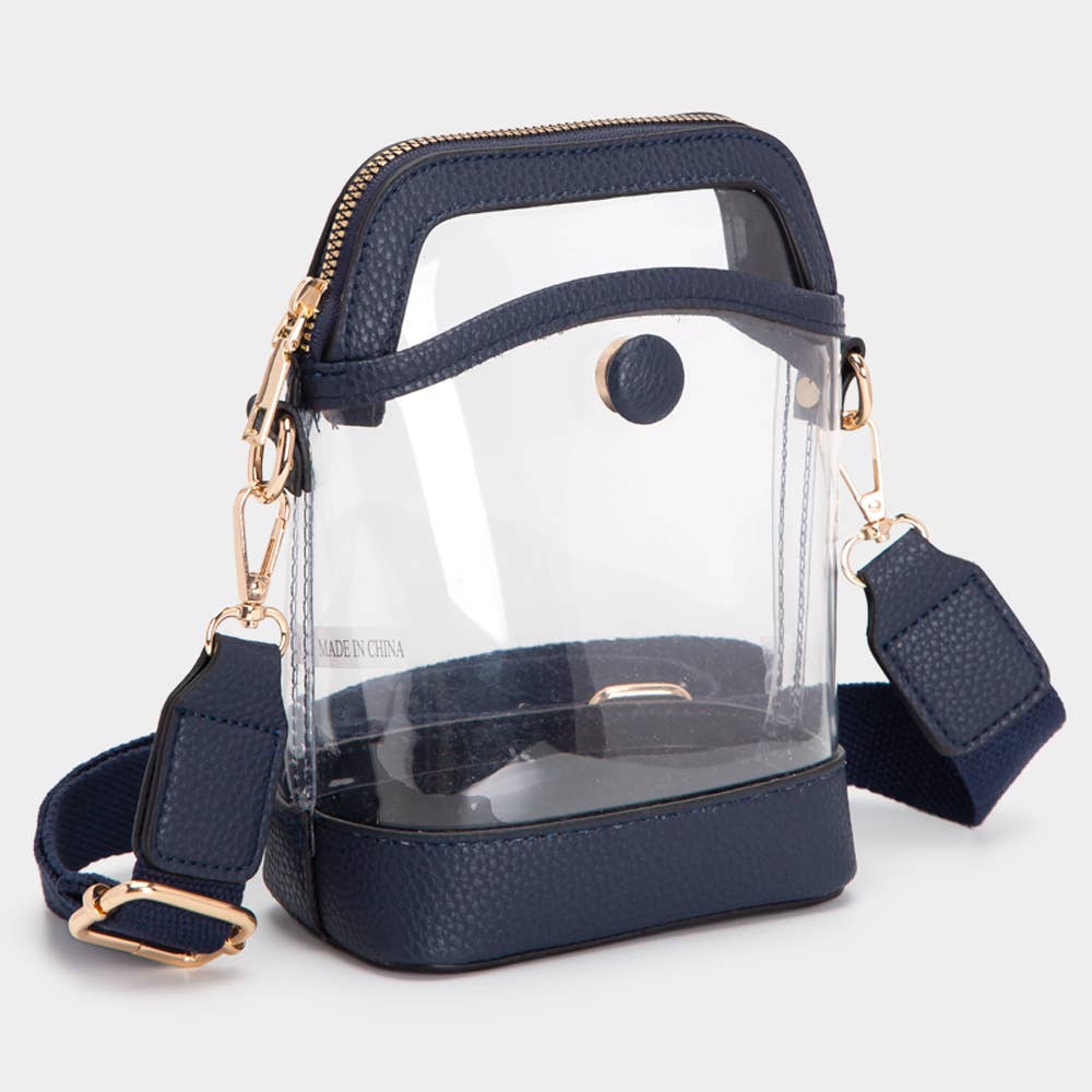 Solid Faux Leather Transparent Crossbody Bag
