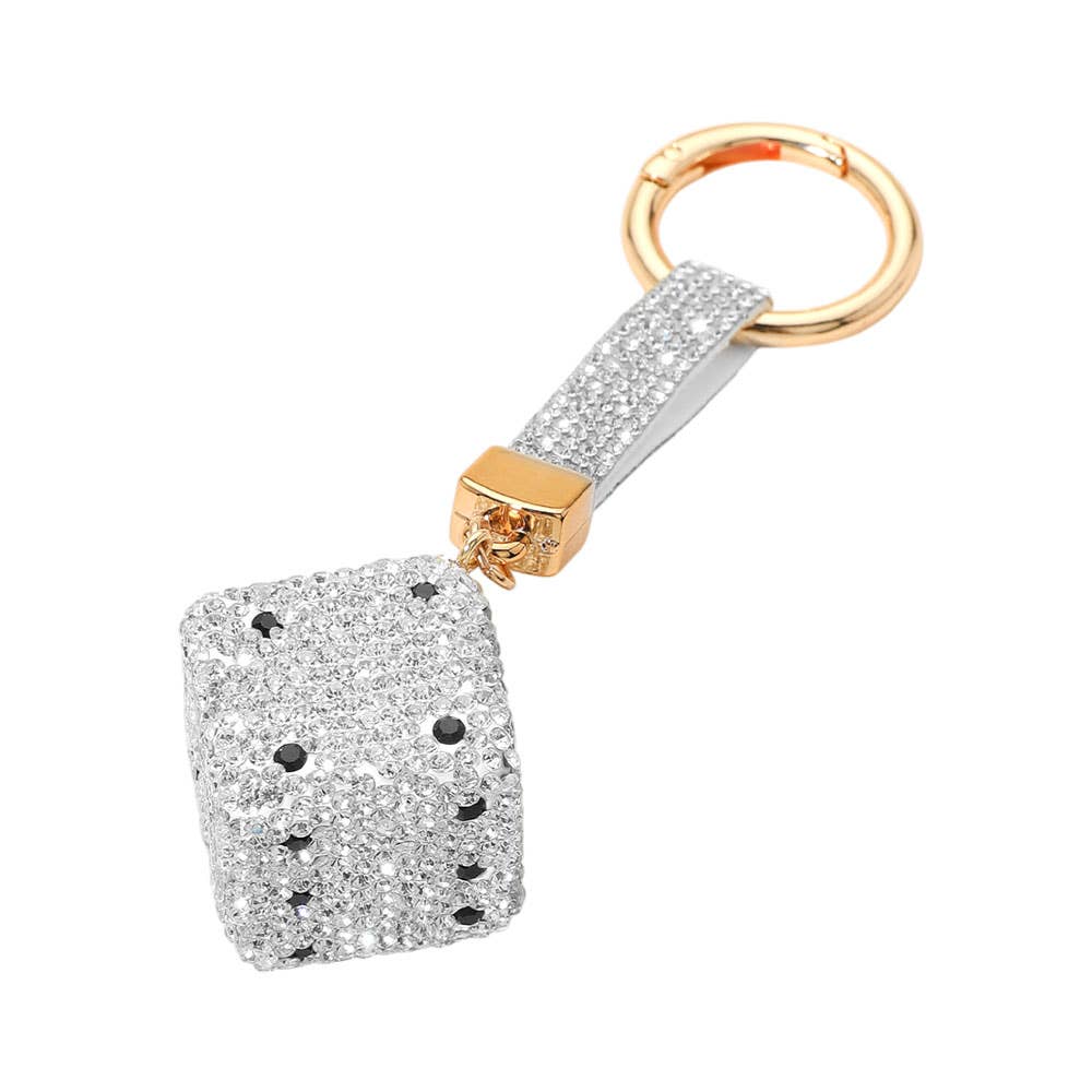 Bling Studded Dice Keychain / Bag Charm