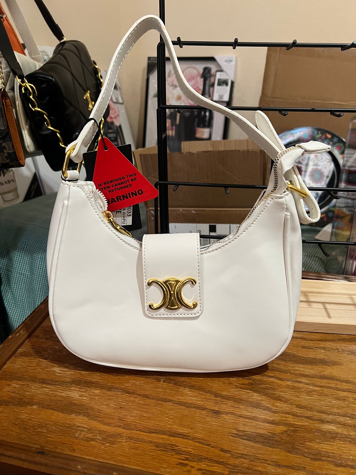 White Shoulder Bag Faux Leather