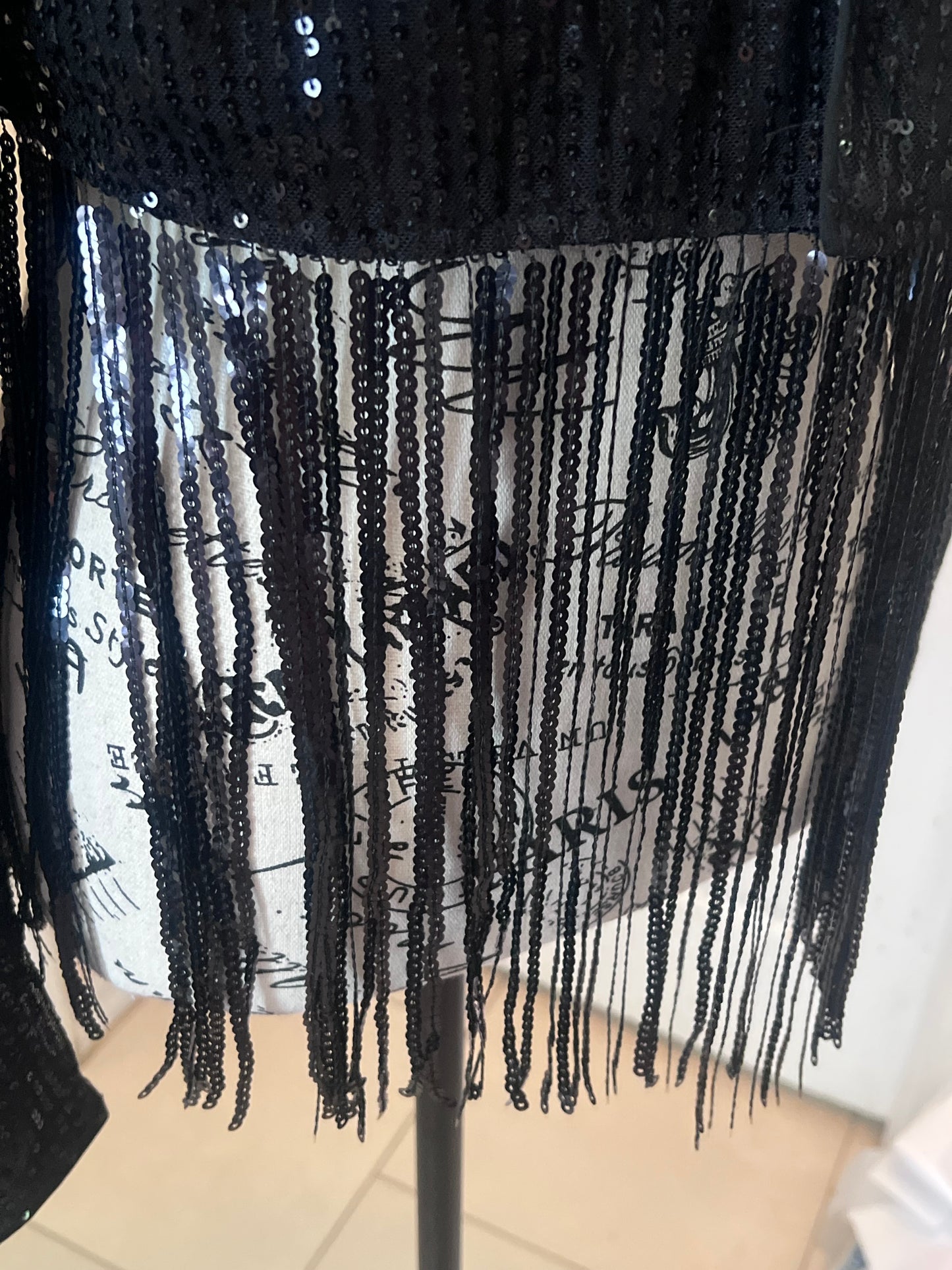 SHEIN Black Sequin Fringe Cover-Up/Cardigan – Size Medium