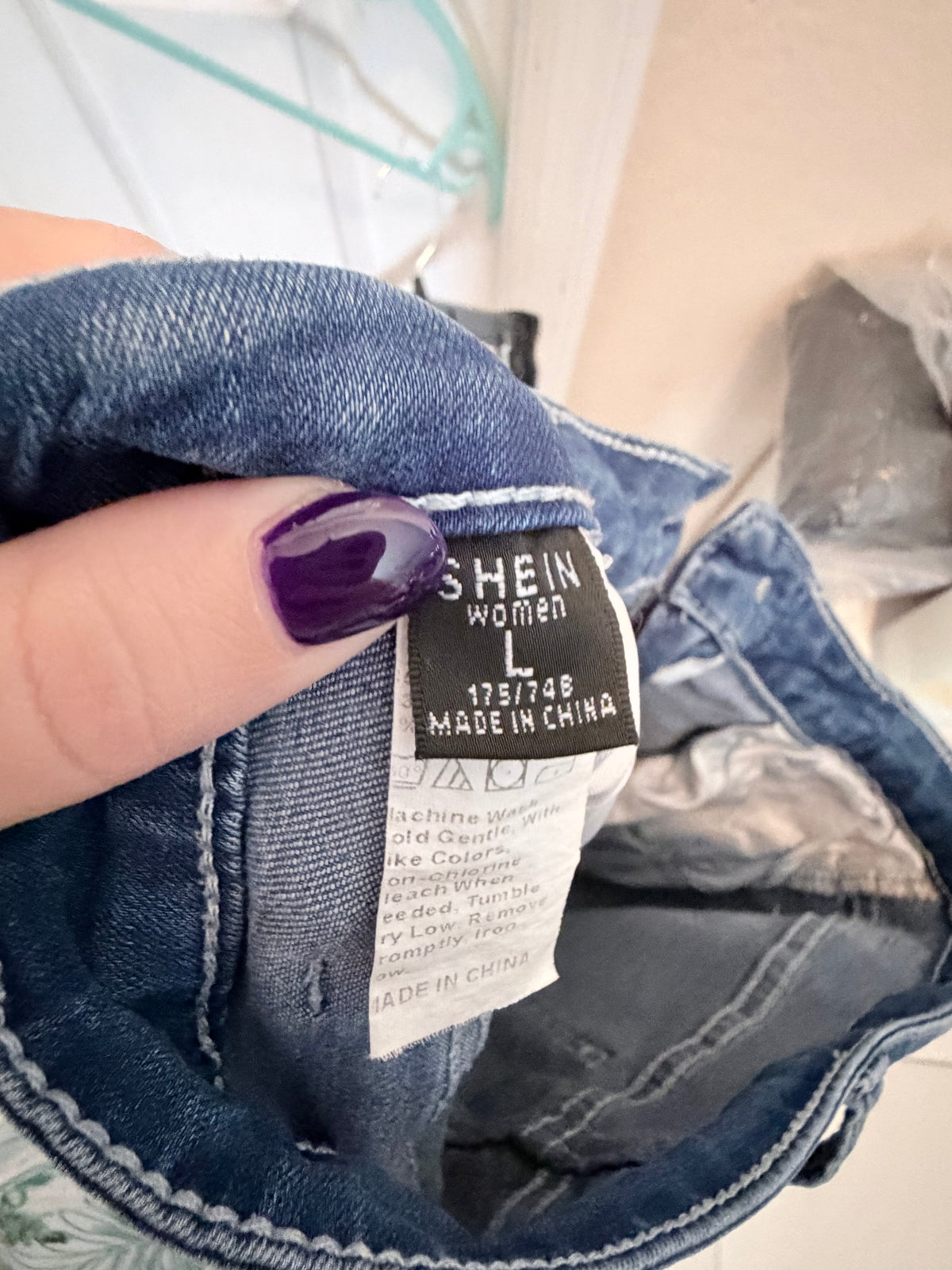 Shein Large Distressed Skinny Jeans Medium Wash