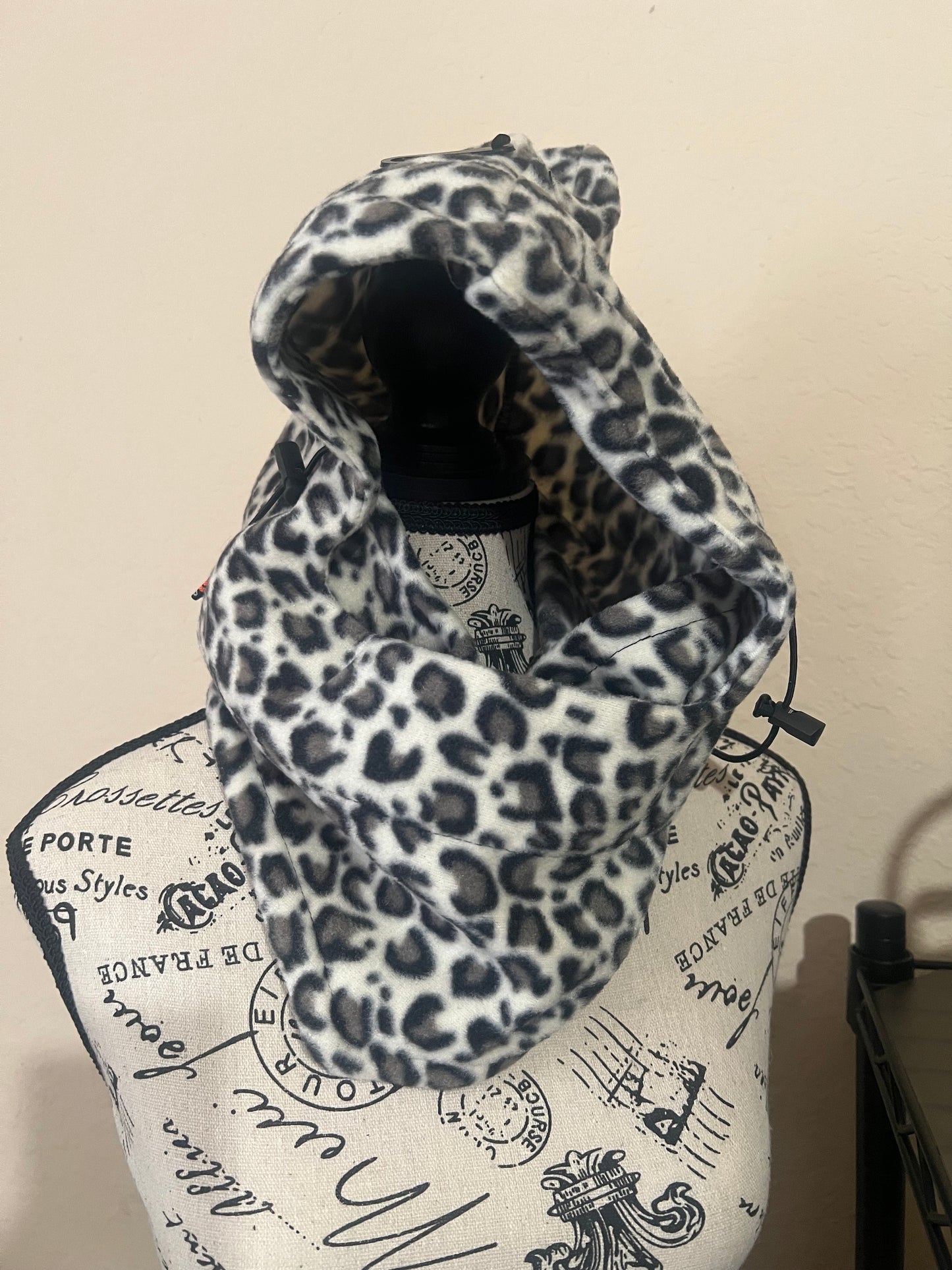 Leopard Print Fleece Hooded Neck Warmer
