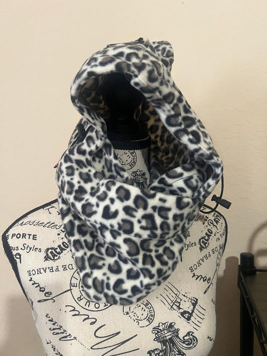 Leopard Print Fleece Hooded Neck Warmer