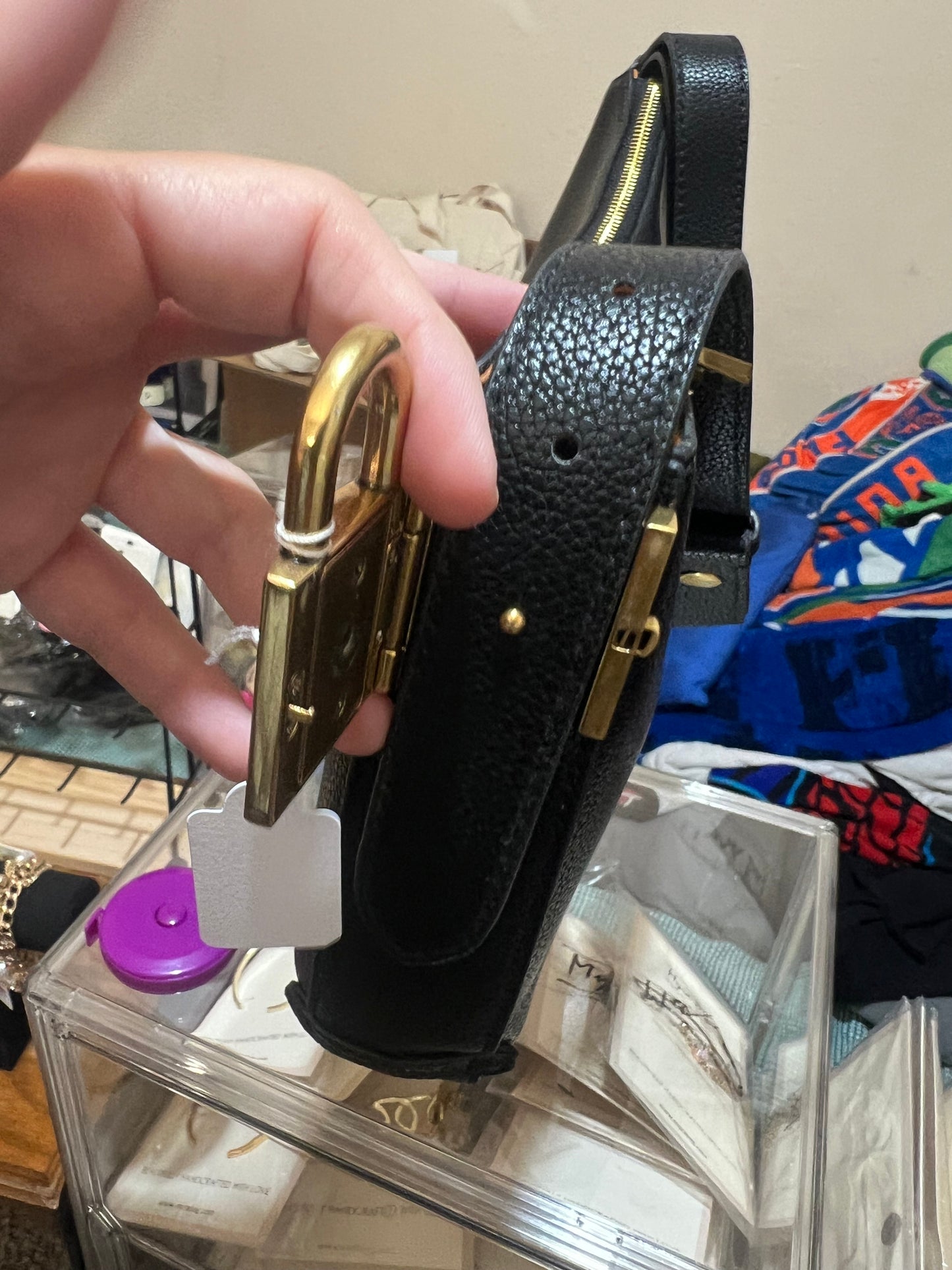Classic Black Purse with Monogrammed Wristlet