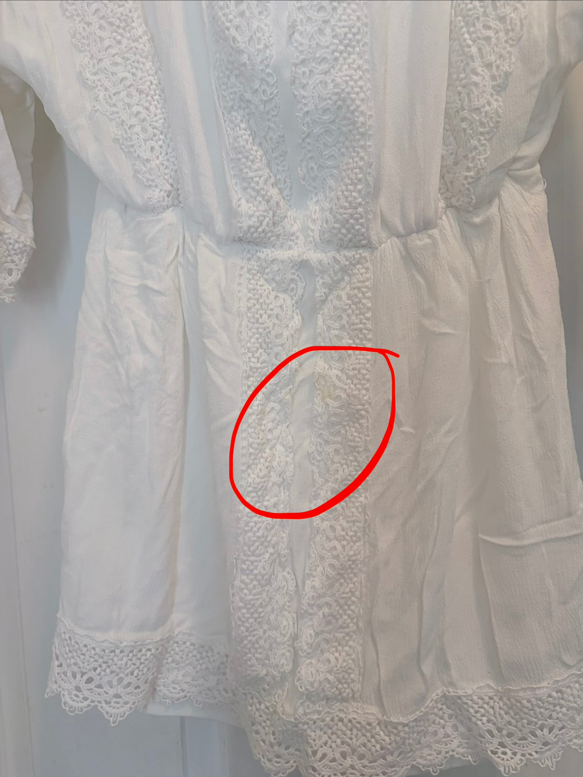 Southern Fried Chics White Crochet Lace Mini Dress – Size M