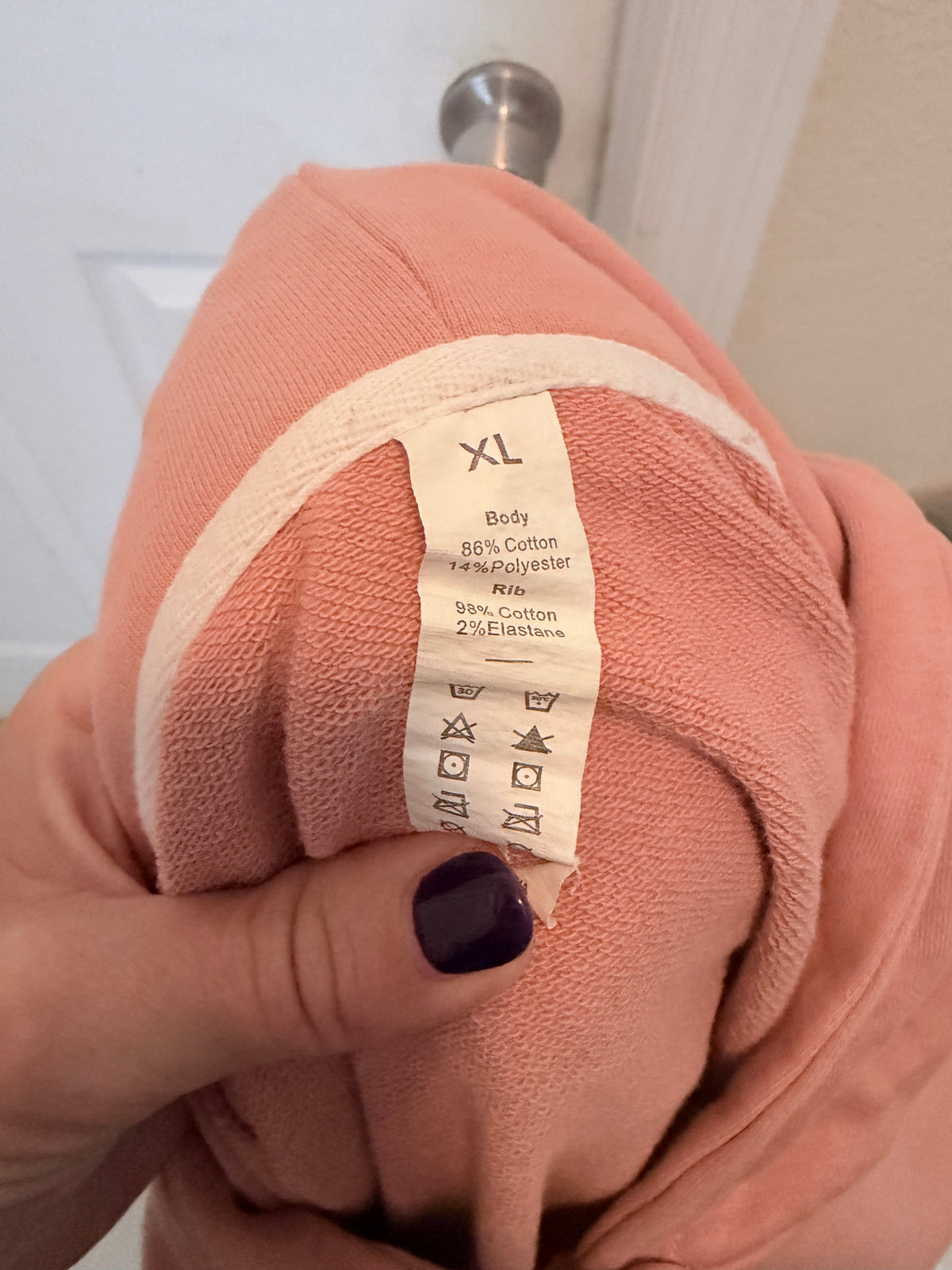 Dusty Rose Ruched Sleeve Hoodie Size XL