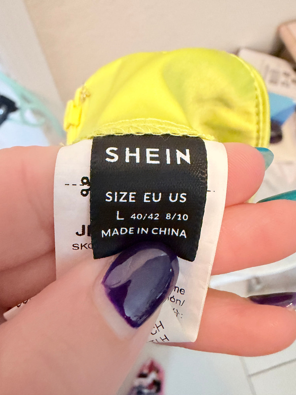 SHEIN Neon Lime Green Ruched Draped Midi Skirt Side Slit Size Large