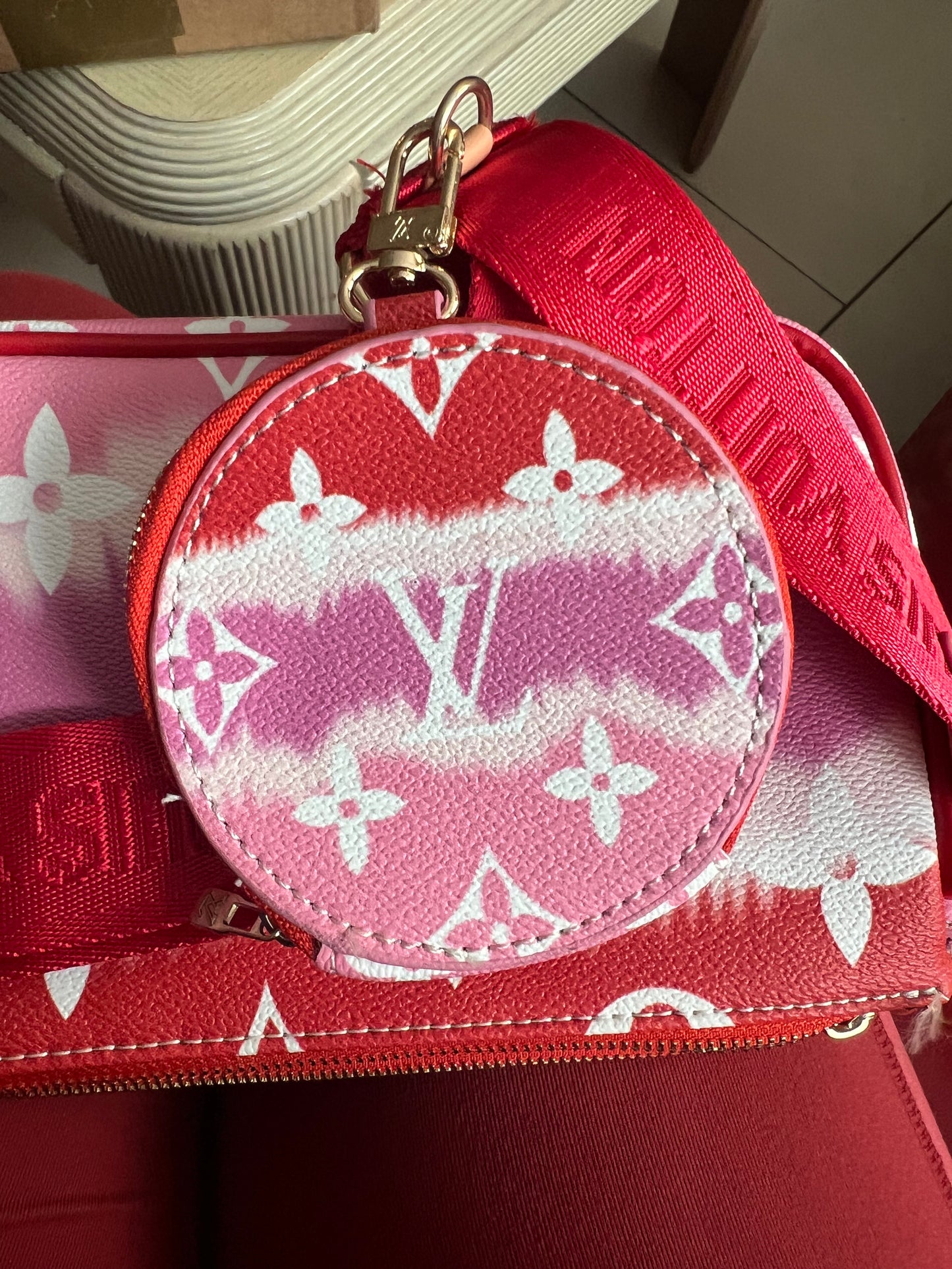 Vibrant Pink Multi-Pouch Crossbody Set