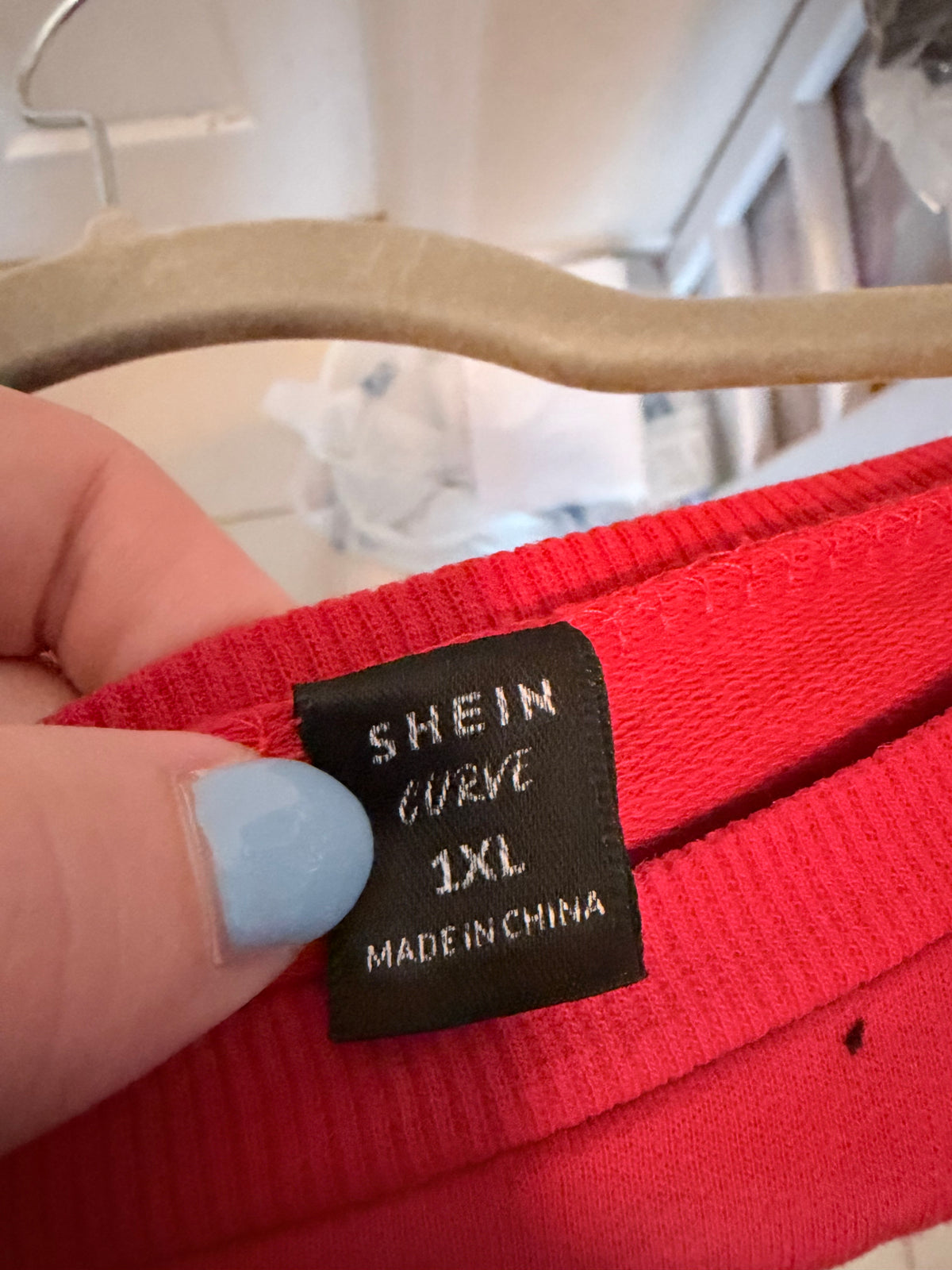 SHEIN Curve Red Snowflake Cropped Long Sleeve Top Size 1XL