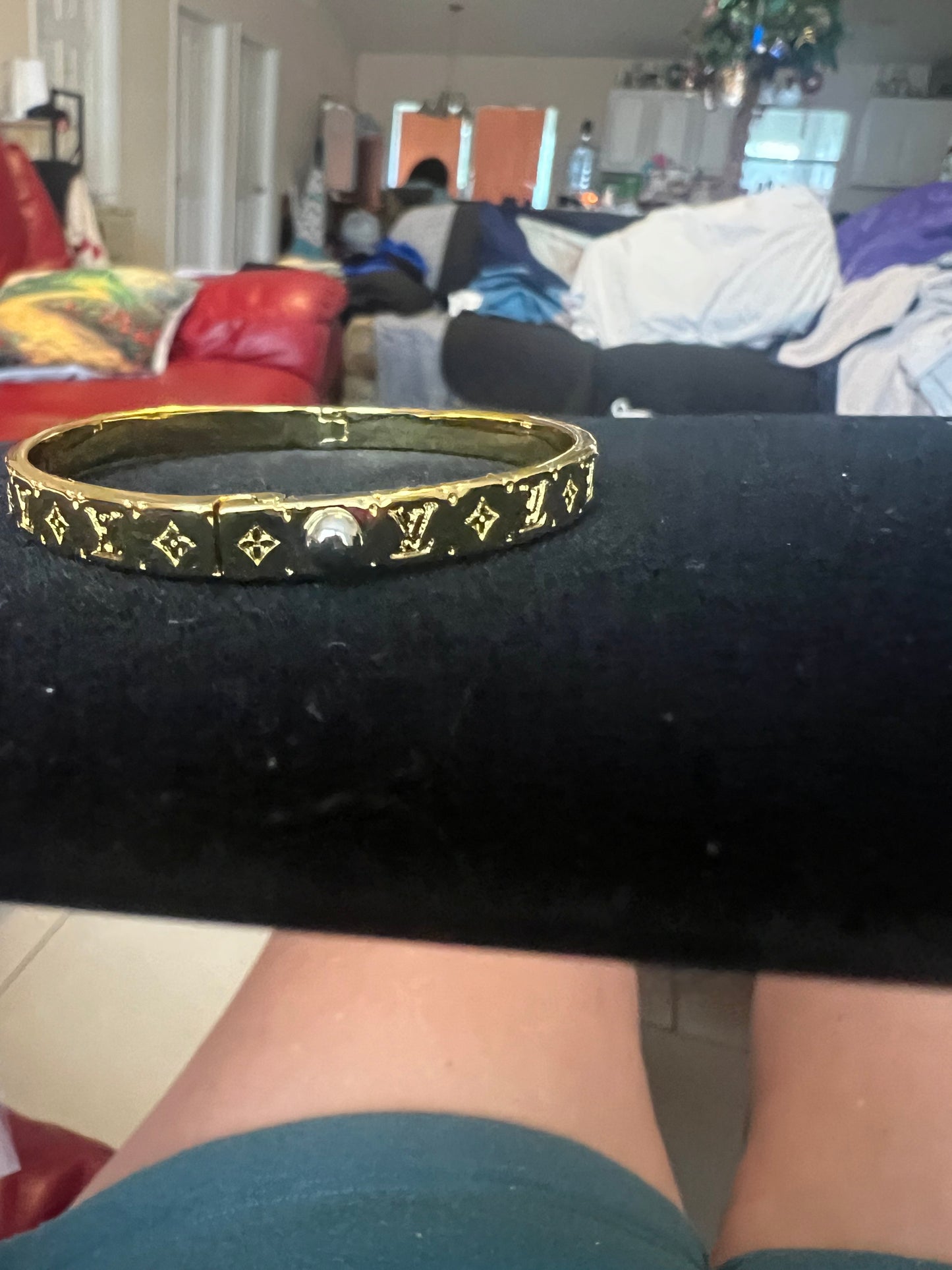 Logo Engraved Gold Bracelet