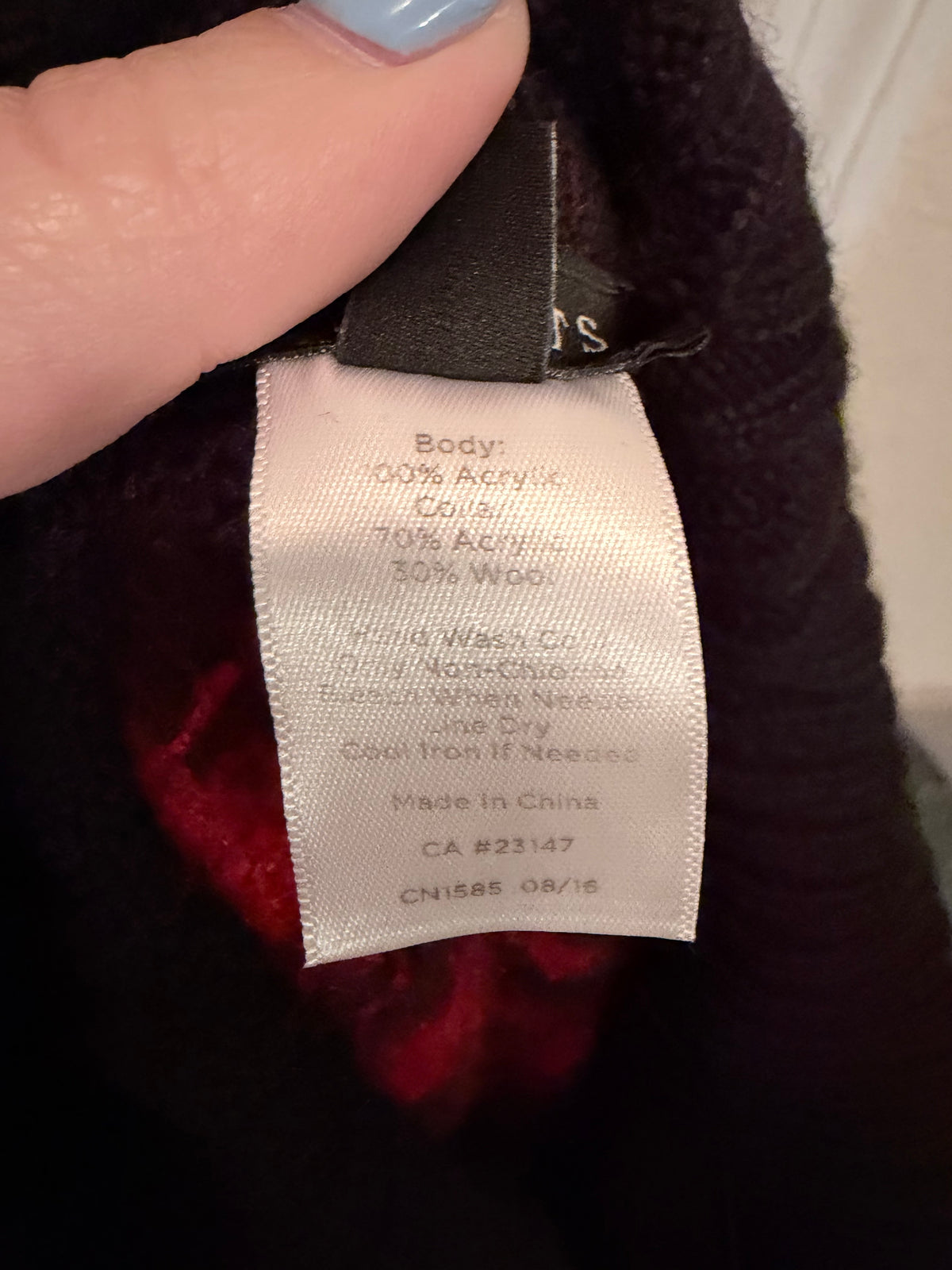 Talbots Red Black Plaid Turtleneck Fringe Poncho Sweater Size Small