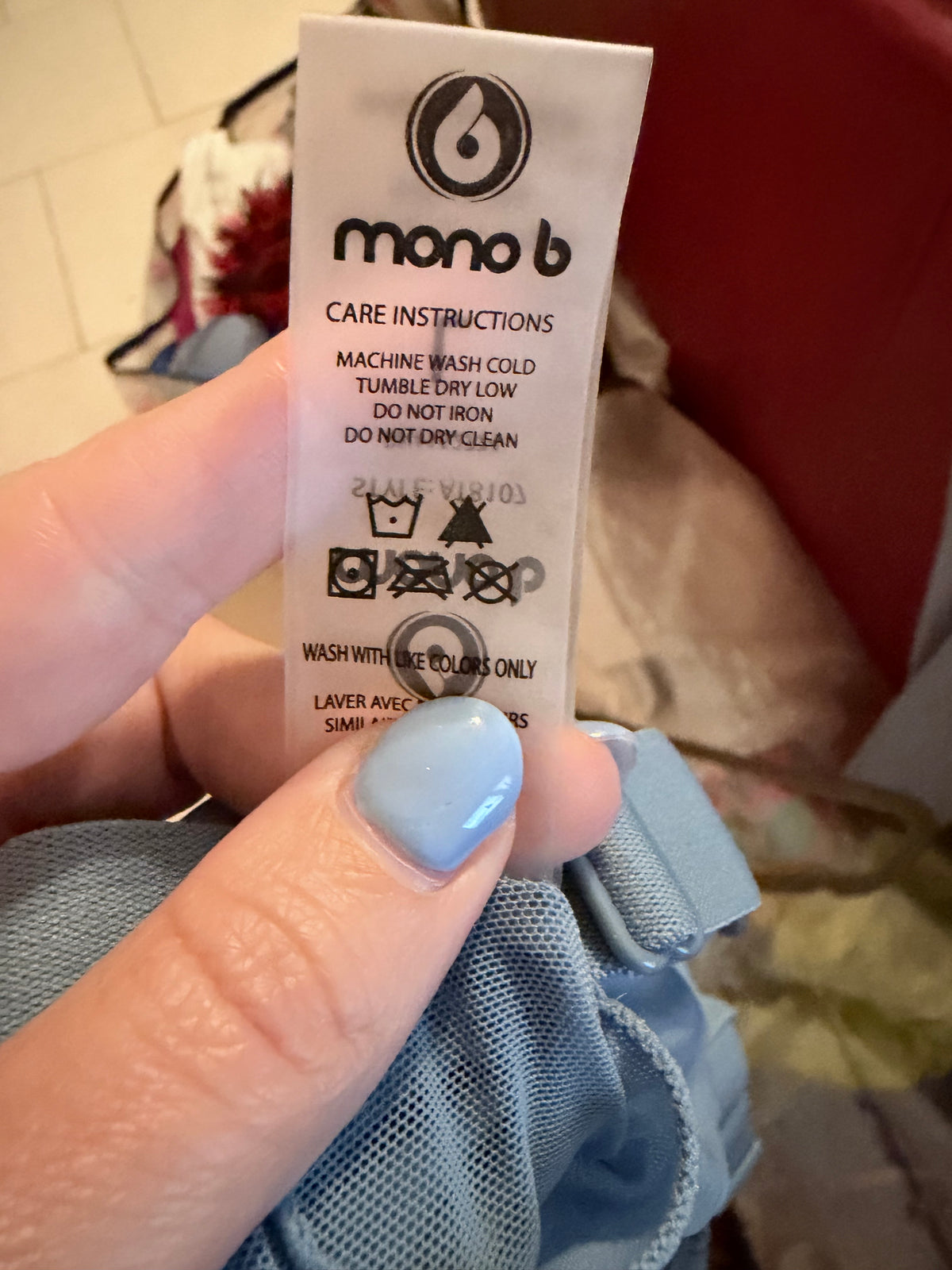 Mono B Light Blue Sports Bra & High Waist Leggings Set Size Large