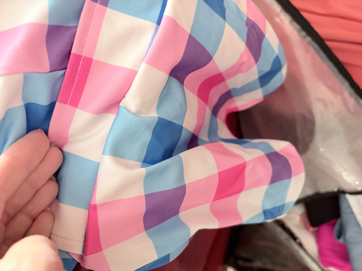 Pink Blue Purple Plaid Blazer & Shorts Set L