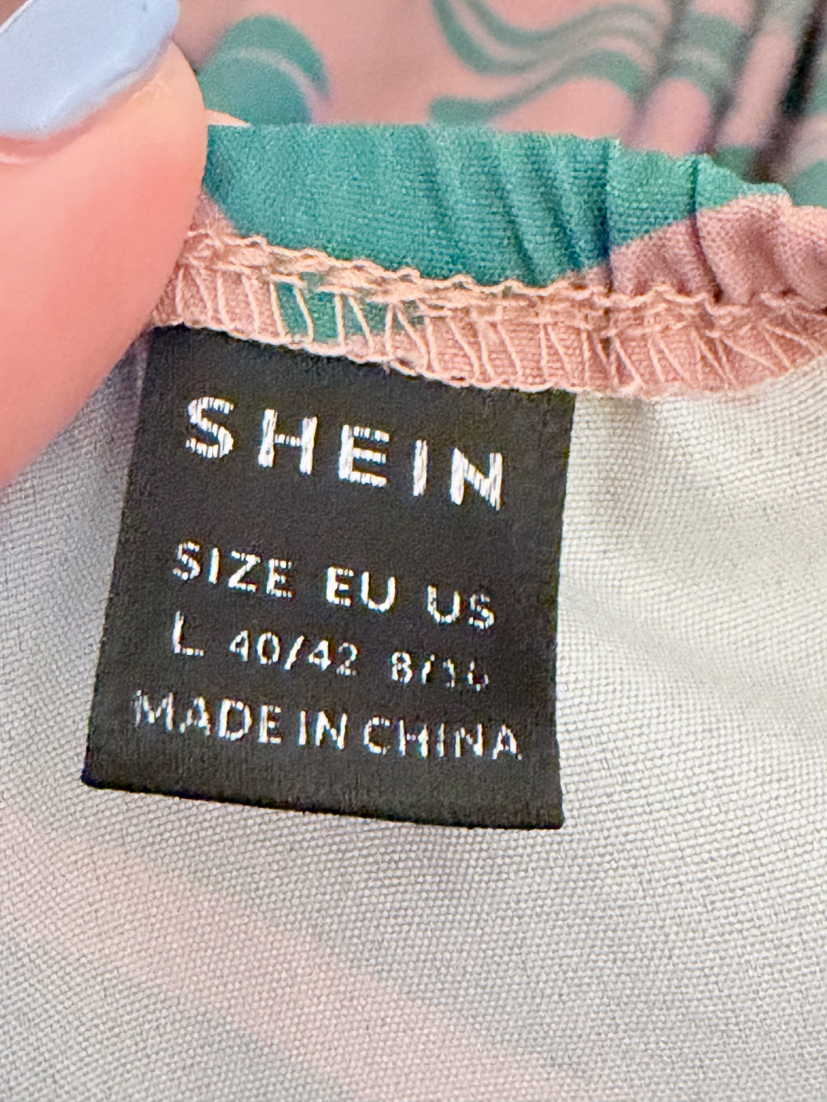 SHEIN Size Large Pink & Green Tropical Palm Leaf Strapless Jumpsuit