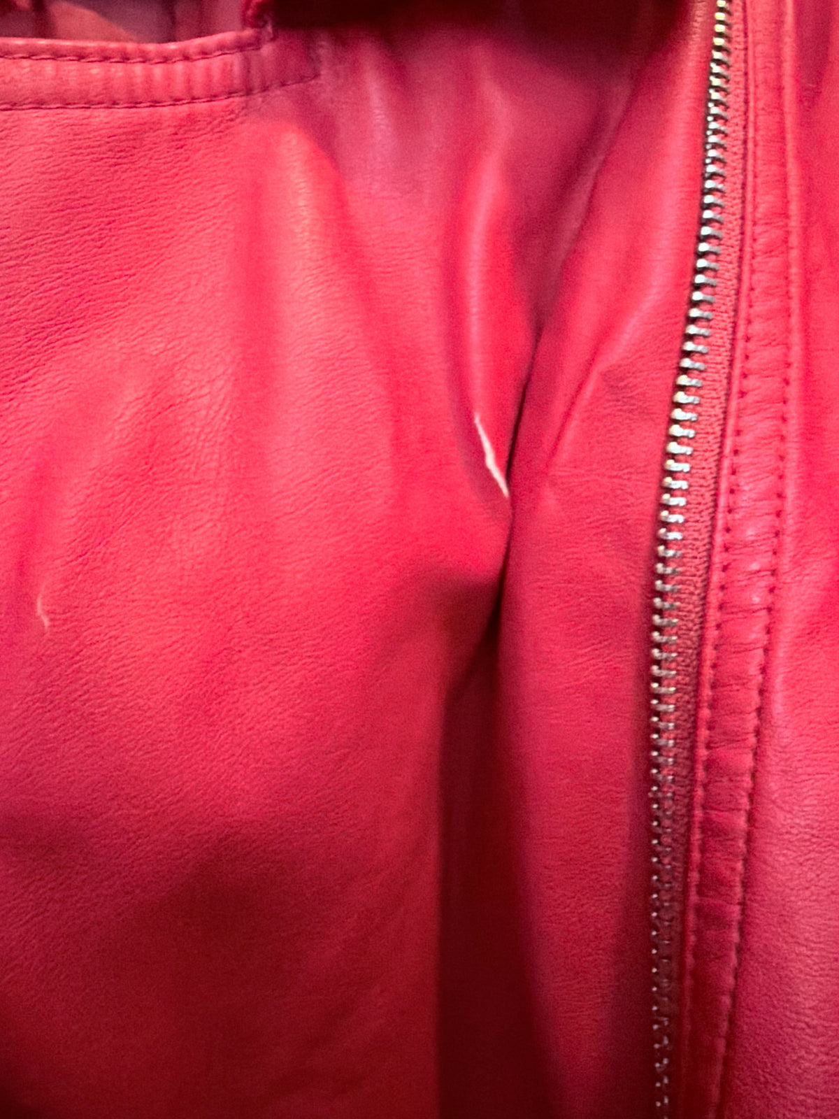 New York & Company Women’s Red Faux Leather Moto Jacket Size XL