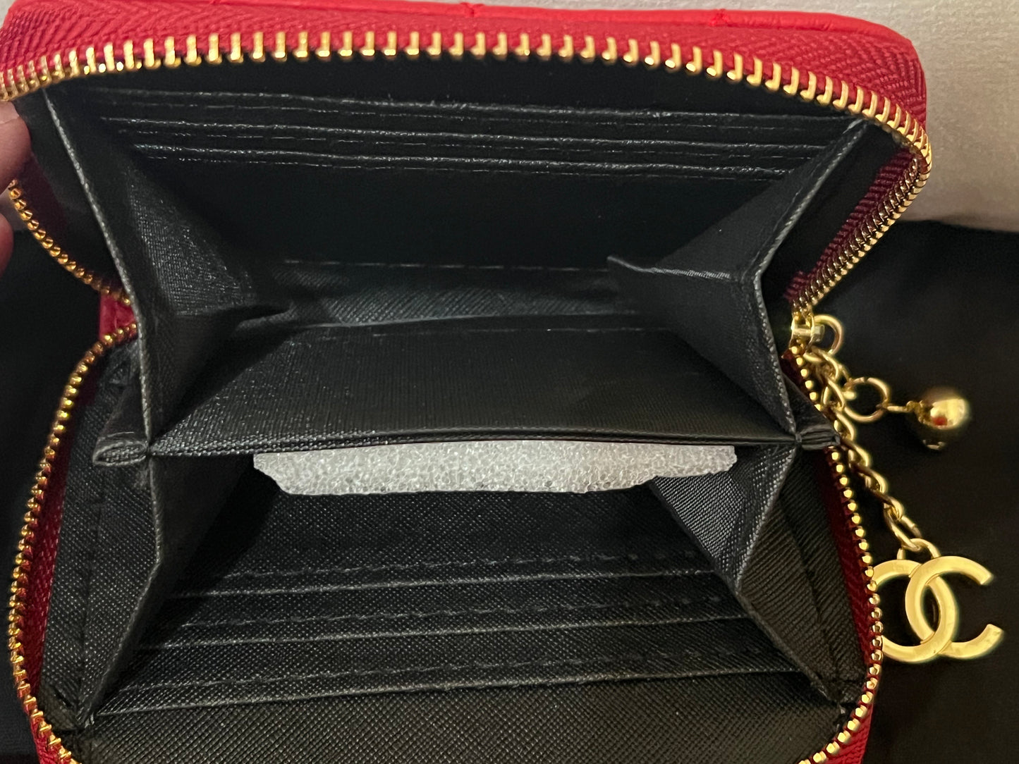 Quilted Wallet with Gold Logo