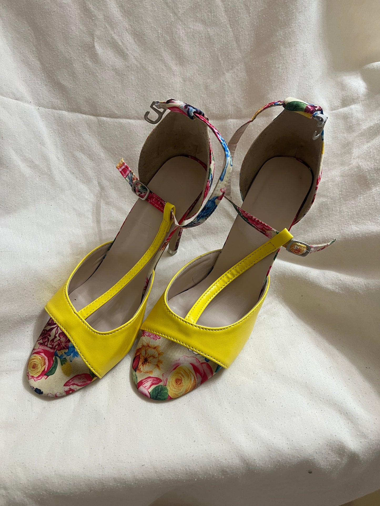 Yellow Floral Women's High Heels