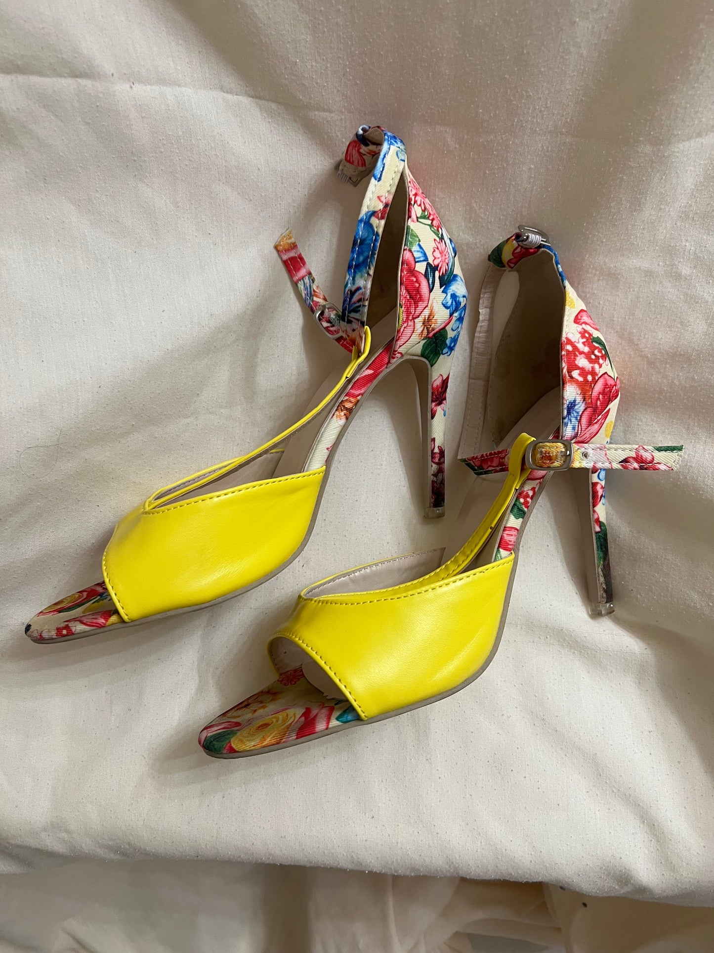 Yellow Floral Women's High Heels