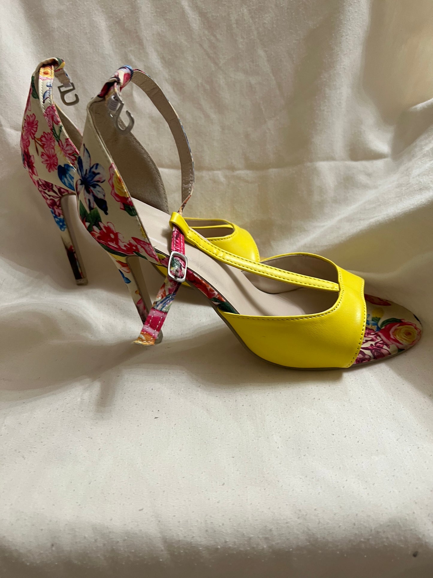 Yellow Floral Women's High Heels