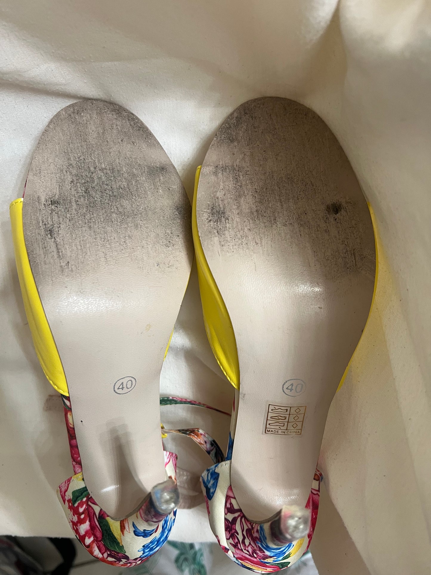 Yellow Floral Women's High Heels