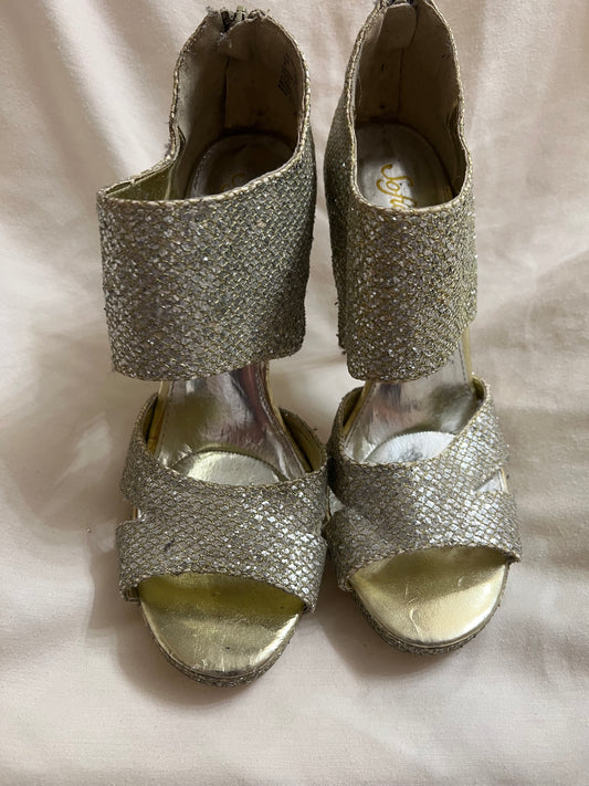 Sofia Vergara Gold Glitter Boot Heels