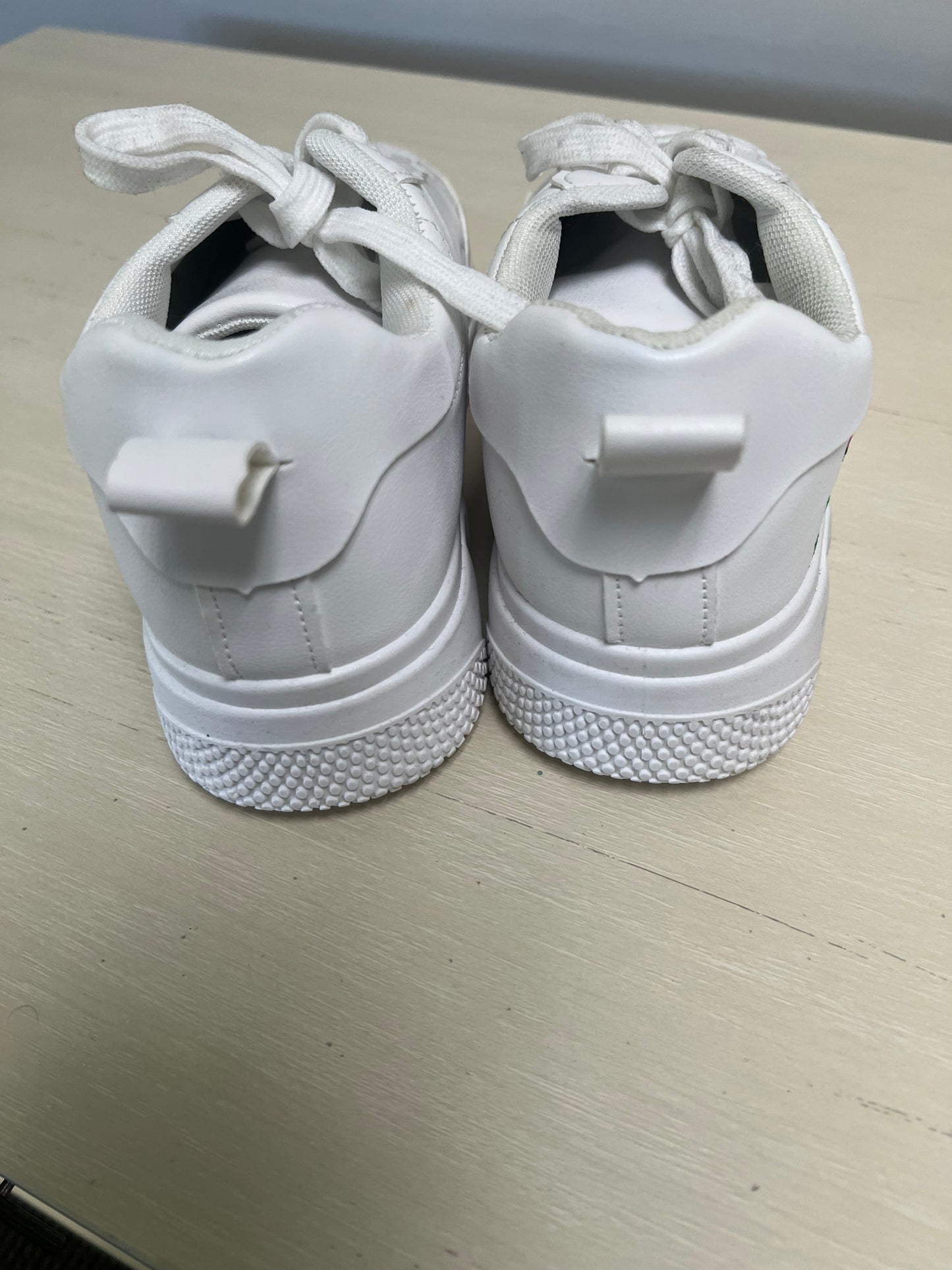 White Women's Sneakers with Pink Rose