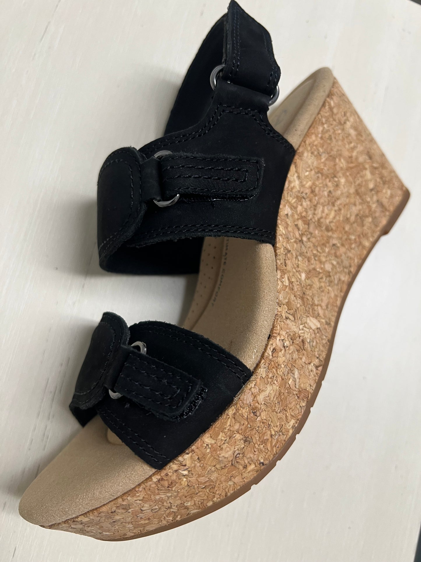 Clarks Collection Women's Suede Wedge Sandals – Size 6.5