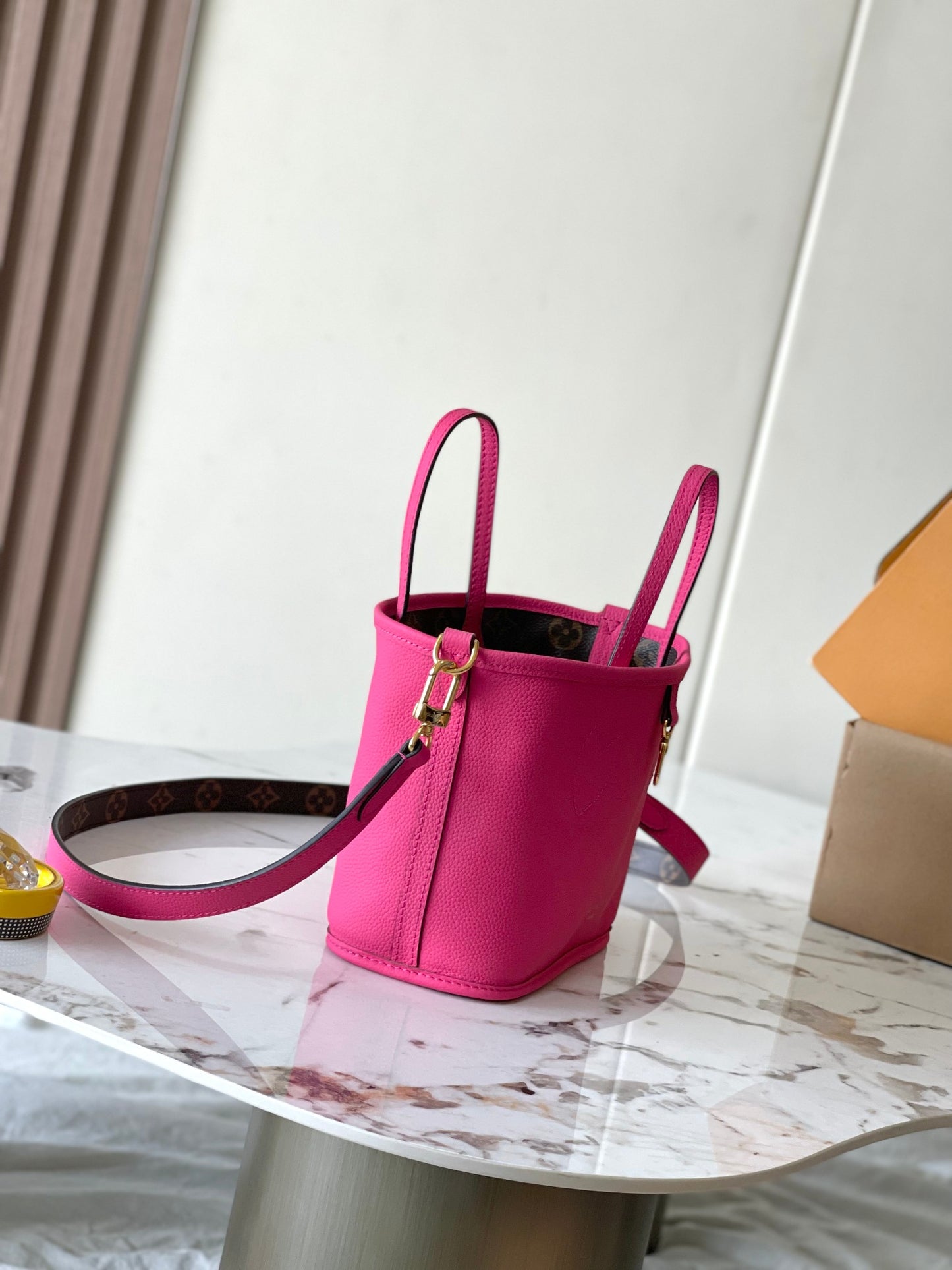 Mini Reversible Tote Bag with Pouch – Monogram Canvas & Pink Leather Trim