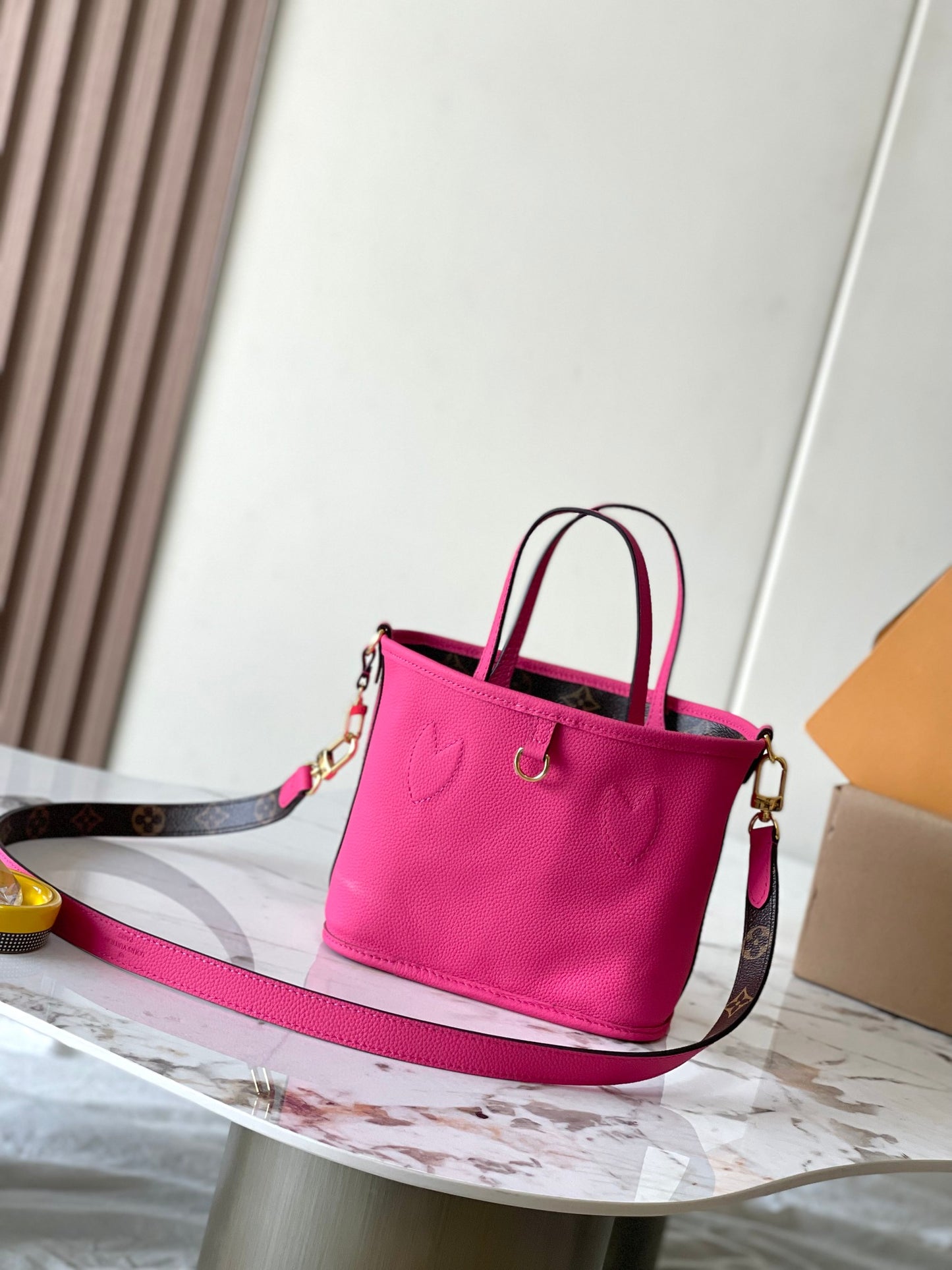 Mini Reversible Tote Bag with Pouch – Monogram Canvas & Pink Leather Trim