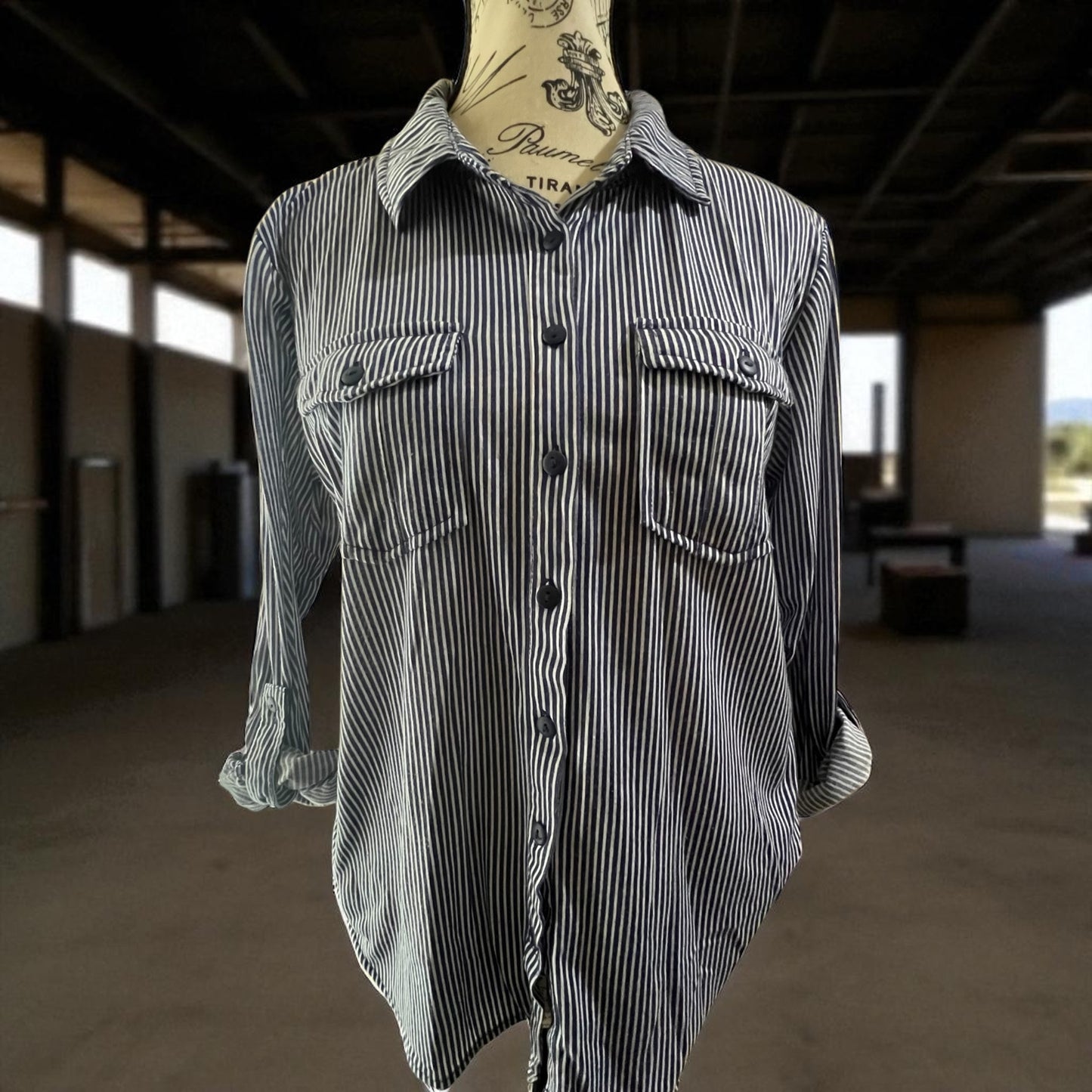 Women's Button Down Pinstripe Shirt