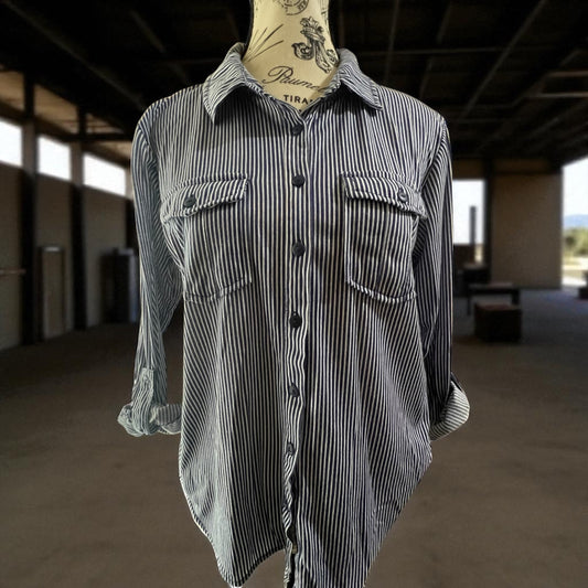Women's Button Down Pinstripe Shirt