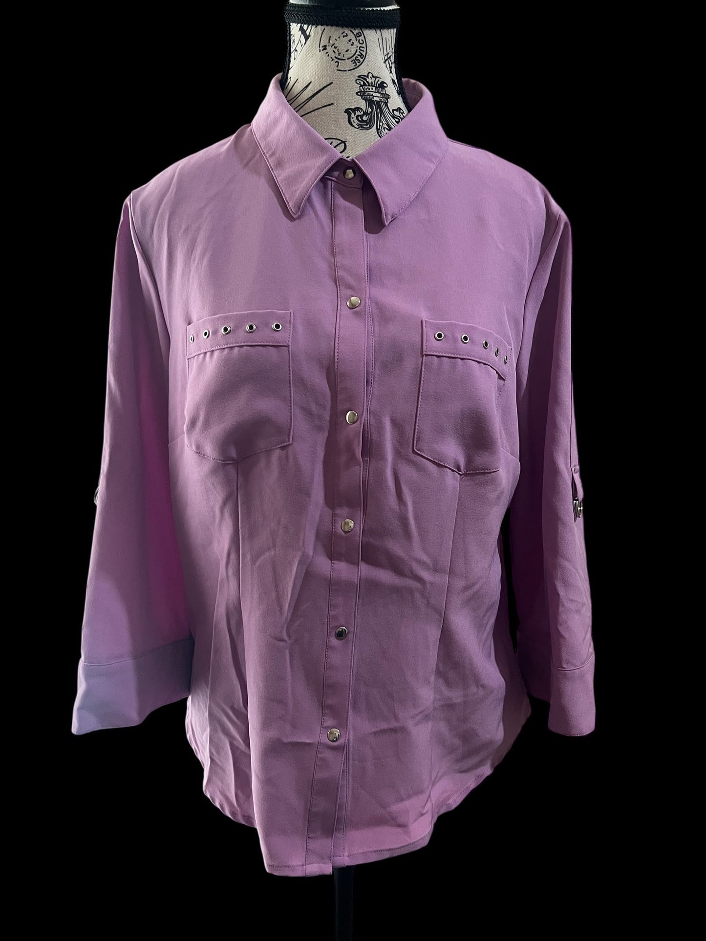 Purple Button Down-Ladies Size Medium
