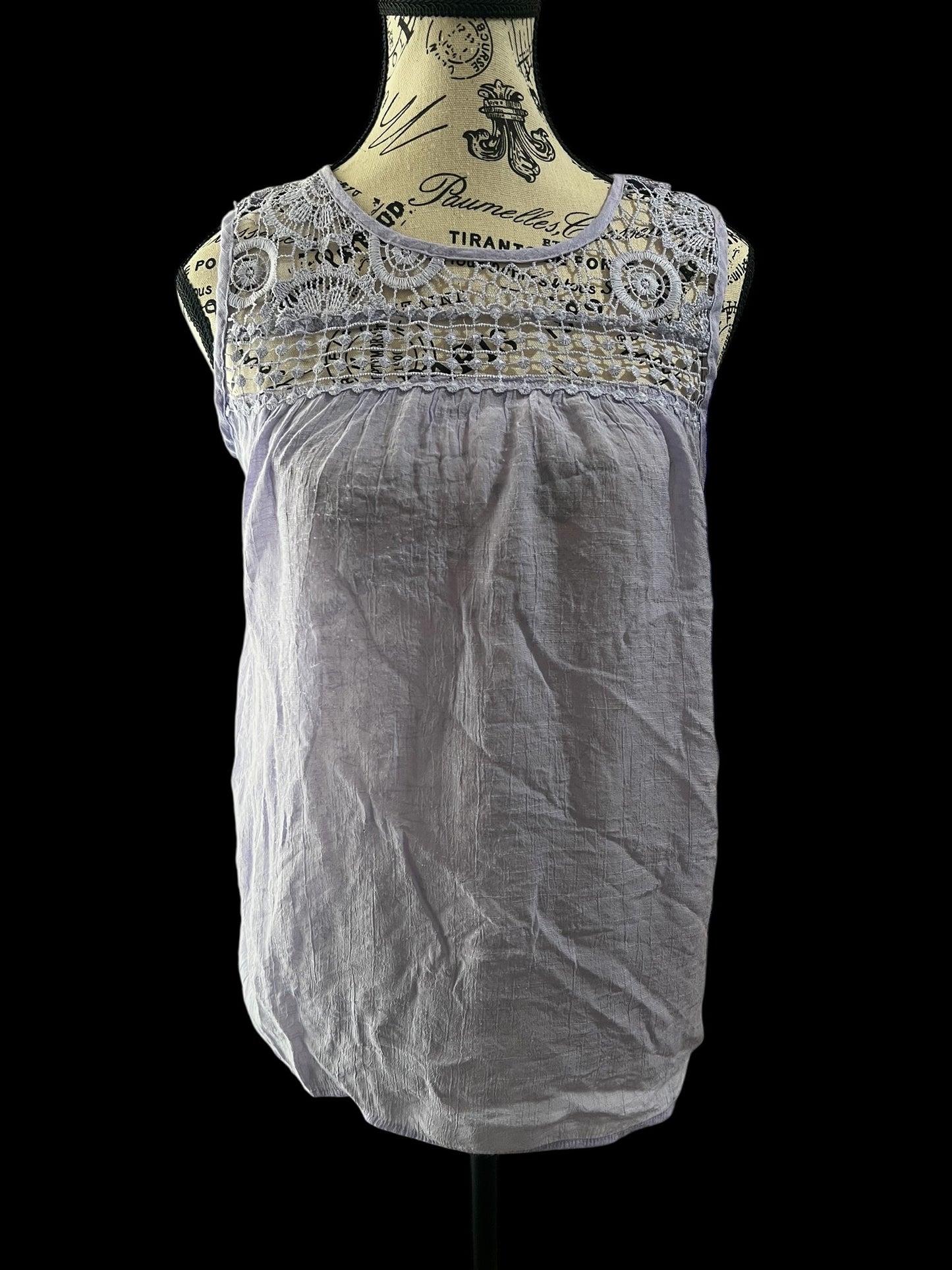 Lavender Crotchet Tank Top-Size Medium