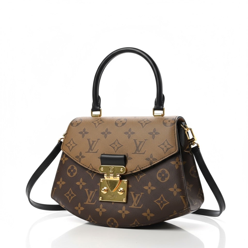 Structured Handbag with Gold Lock Detail