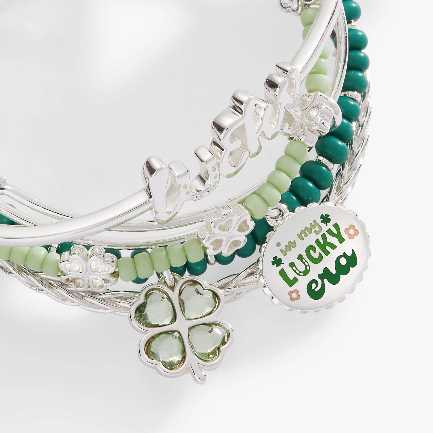 Lucky Four-Leaf Clover Bangle Set of 5