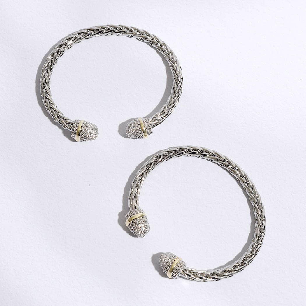 Multi-Toned Round Edge Braided Bangle Bracelet