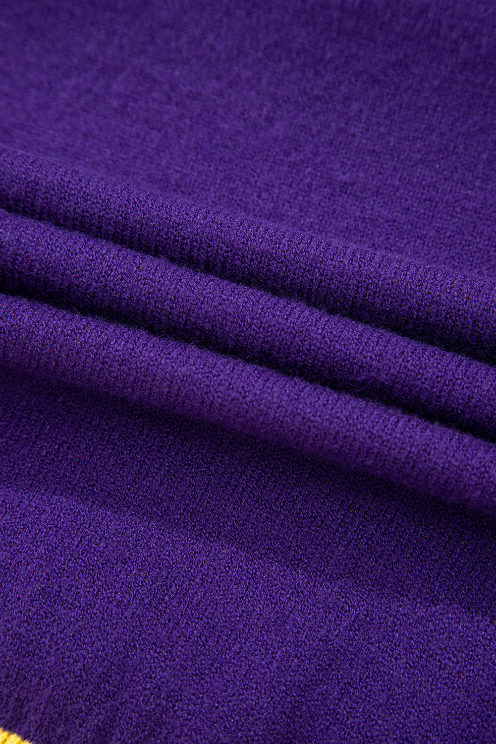 Purple Sequin Football Color Block Puff Short Sleeve Sweater